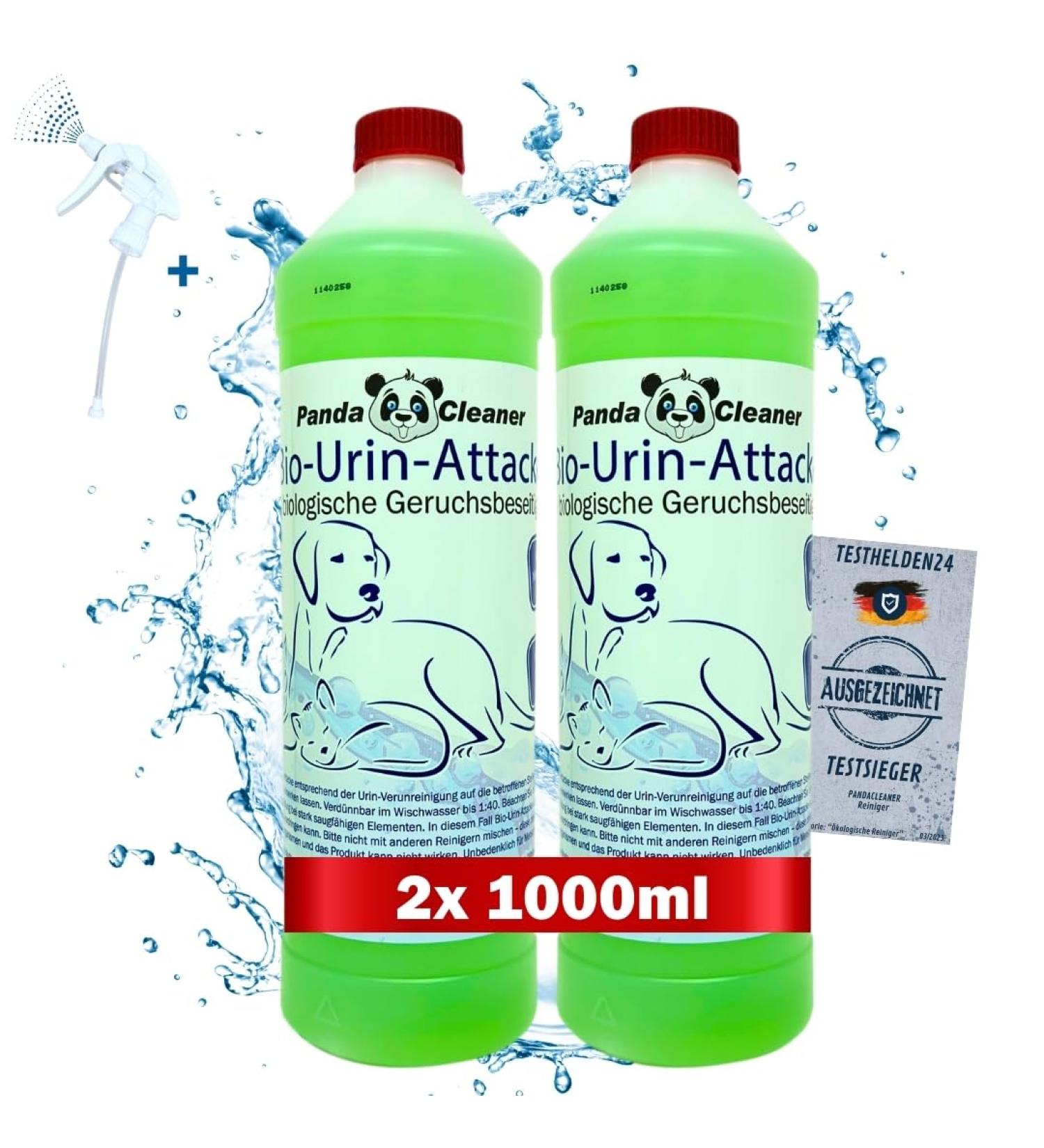 Pandacleaner Bio Urine Attack - Cat & Dog Smell Remover | 2000ml Concentrate Carpet Cleaner & Odor Neutralizer (2 Pack) - Effective Stain Remover for Home - Buy Online on GoSupps.com