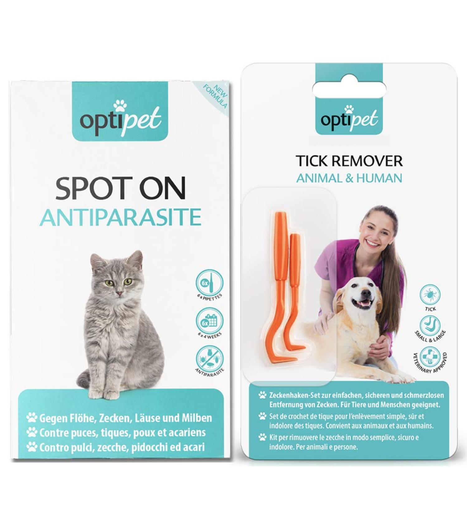 Optipet Spot On for Cats - 6x1ml Pipettes & Tick Tweezers Set | Fast International Shipping - Buy Online on GoSupps.com
