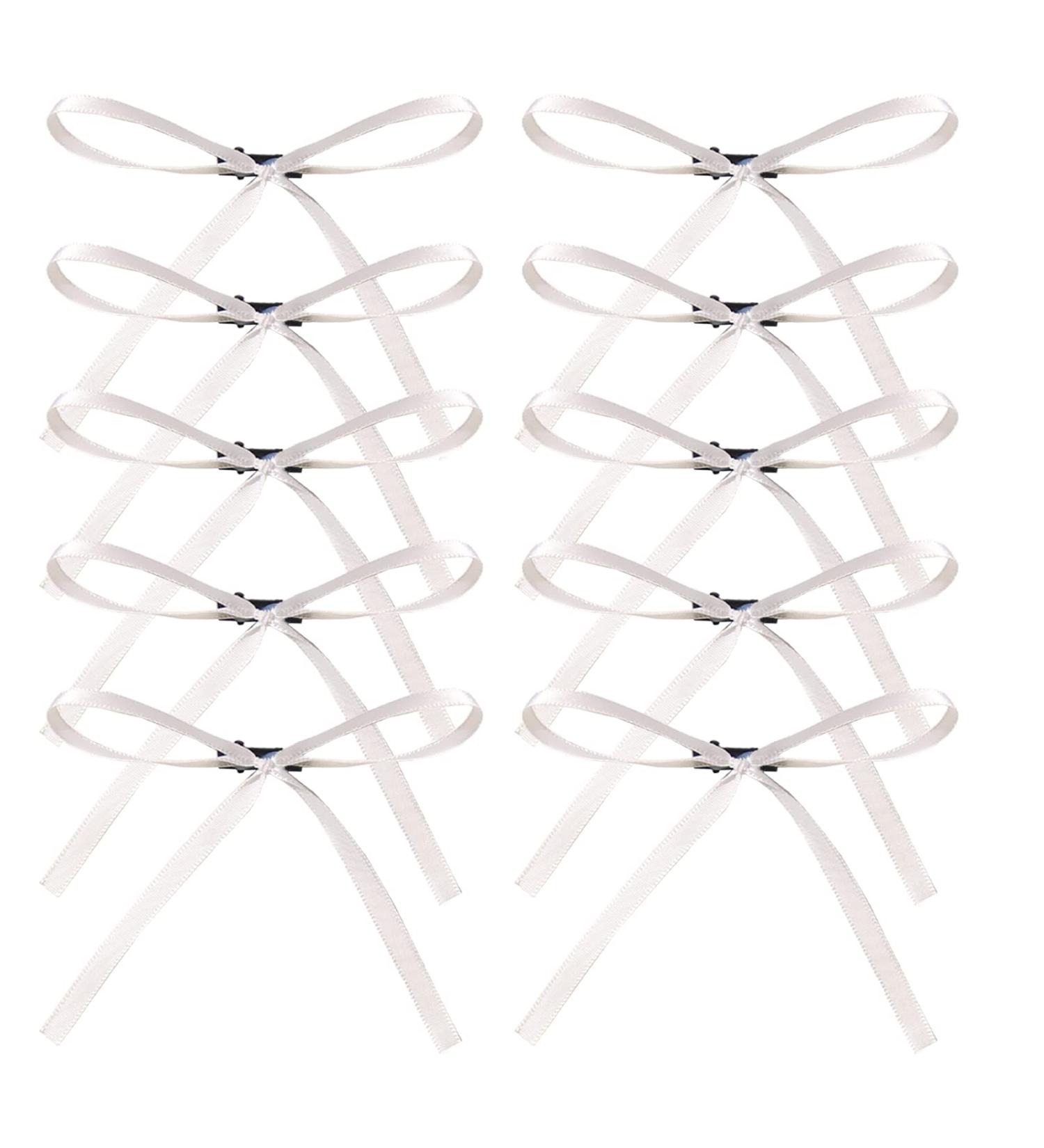 XFYUZR Women Bow Hair Clip Set - 10Pcs White Pink Ribbon Ponytail Holder for Girls - Buy Online on GoSupps.com