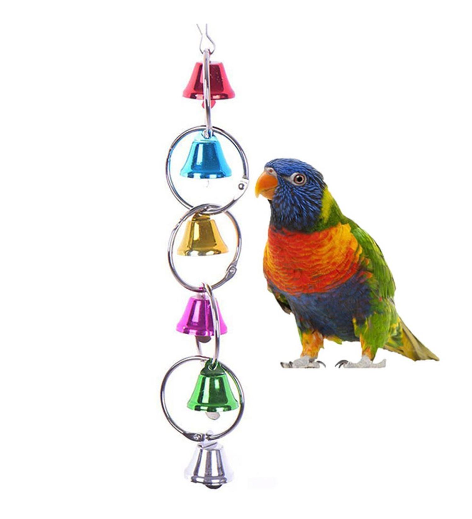 Colourful Ringer Bells Swing Toy for Bird Parrot African Greys Macaw Budgies Parakeet Cockatiels Cockatoo Conure Lovebird Finch Cage Perch - Buy Online on GoSupps.com