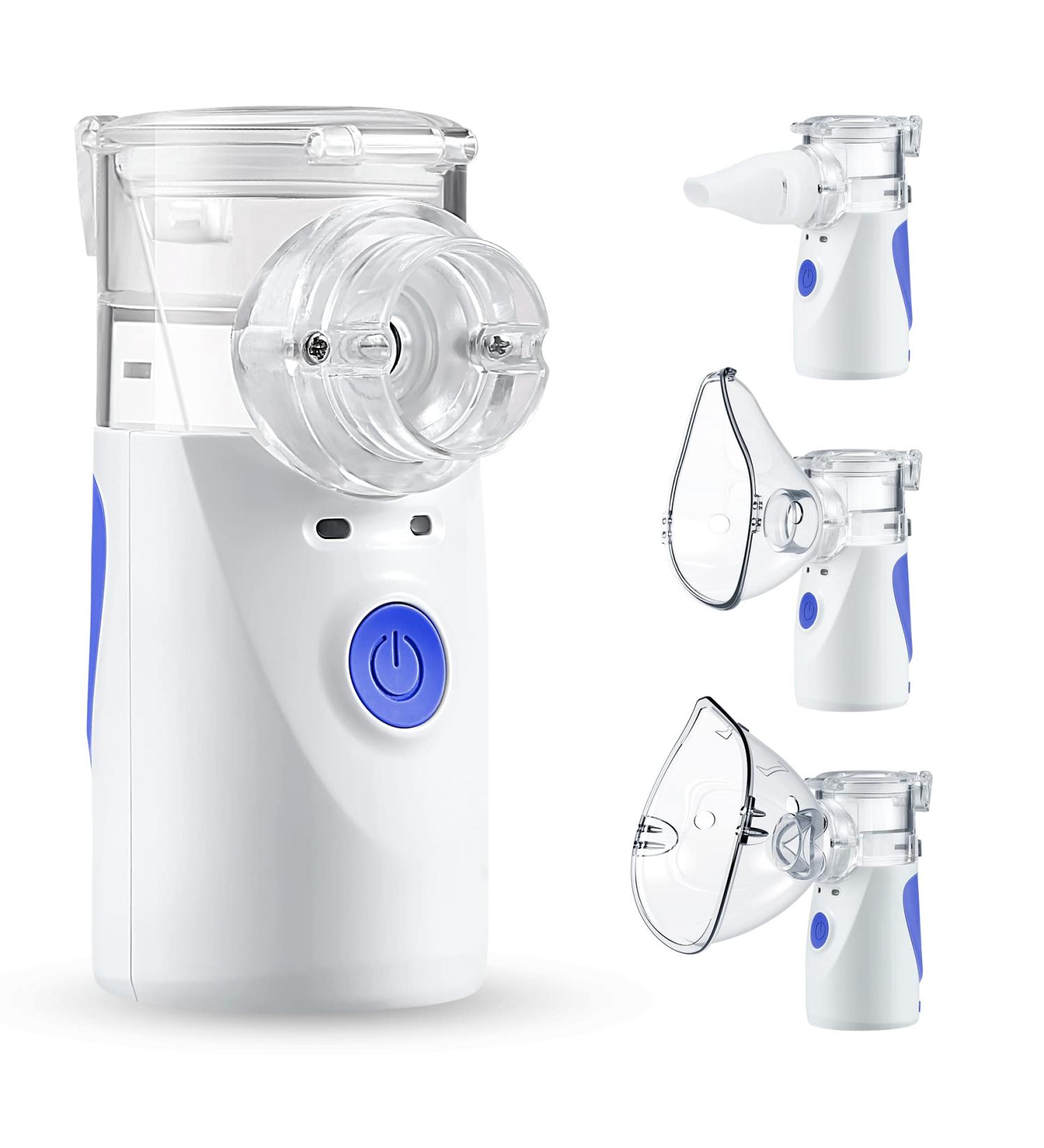 Portable Handheld Mesh Nebulizer for Adults and Kids - Cool Mist Steam Inhaler for Travel or Home Use - Blue - Buy Online on GoSupps.com
