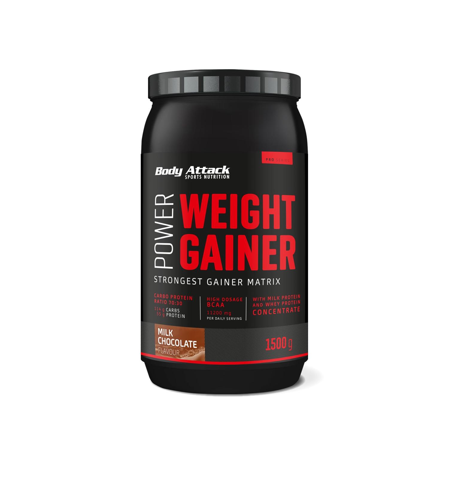 Body Attack Weight Gainer 1.5 kg - Milk Chocolate | Mass Gainer with Whey Protein BCAA & Carbs | Low-Fat High-Quality Calories for Muscle Building - Buy Online on GoSupps.com
