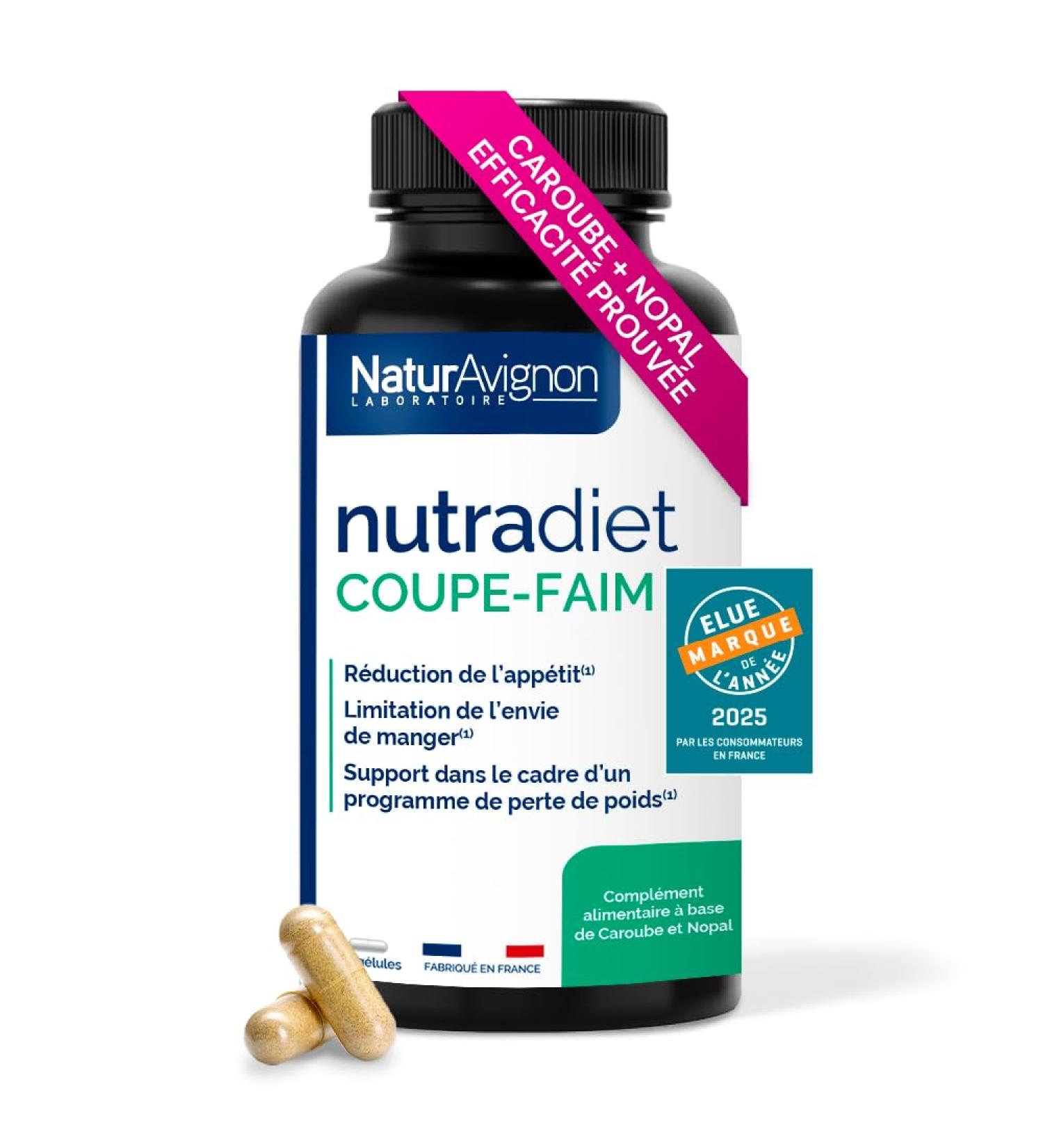 Naturavignon Nutradiet Coupe Faim | Caroube + Nopal | Coupe faim puissant et efficace | Perte de poids rapide et efficace | Minceur perte de poids rapidement | gelule minceur puissante (90) - Buy Online on GoSupps.com