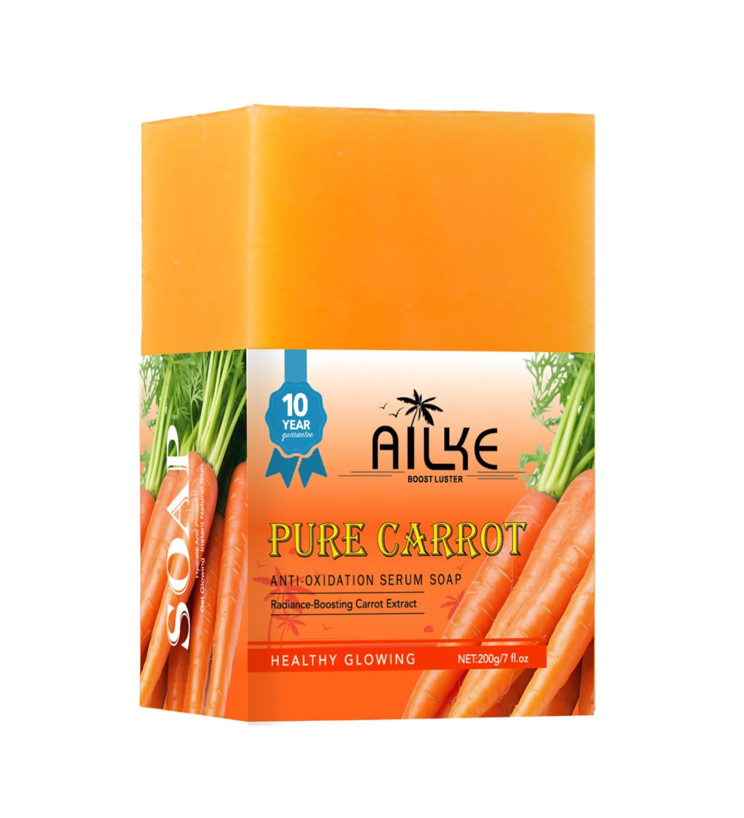AILKE BOOST LUSTER AILKE Pure Natural Carrot Whitening Serum Soap Bar Clean Stains and Makeup Residue Reduces Dark Spots Skin Lightening Soap for Face Body Hands 200 g Pack of 1 1 copy - Buy Online on GoSupps.com