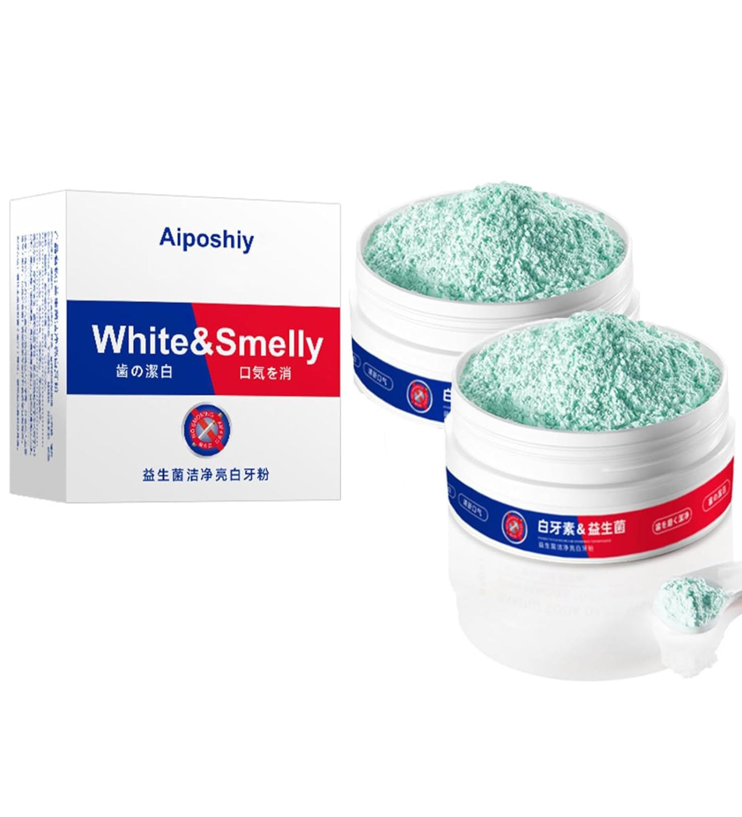 Aiposhiy Teeth Whitening Powder - Probiotic Mint Tooth Cleaning Powder for Spot Removal (2PCs) | Effective Whitening Solution - Buy Online on GoSupps.com