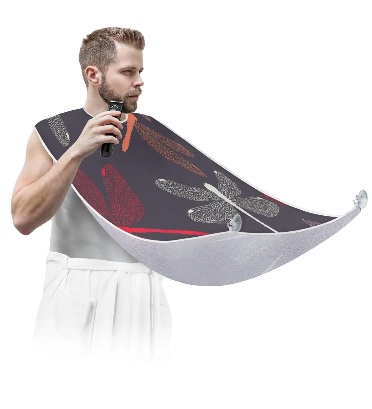 Funny Dragonfly Beard Bib Apron - Non-Stick Waterproof Grooming Cape for Men with Suction Cups | Ideal Gift for Shaving & Trimming - Buy Online on GoSupps.com