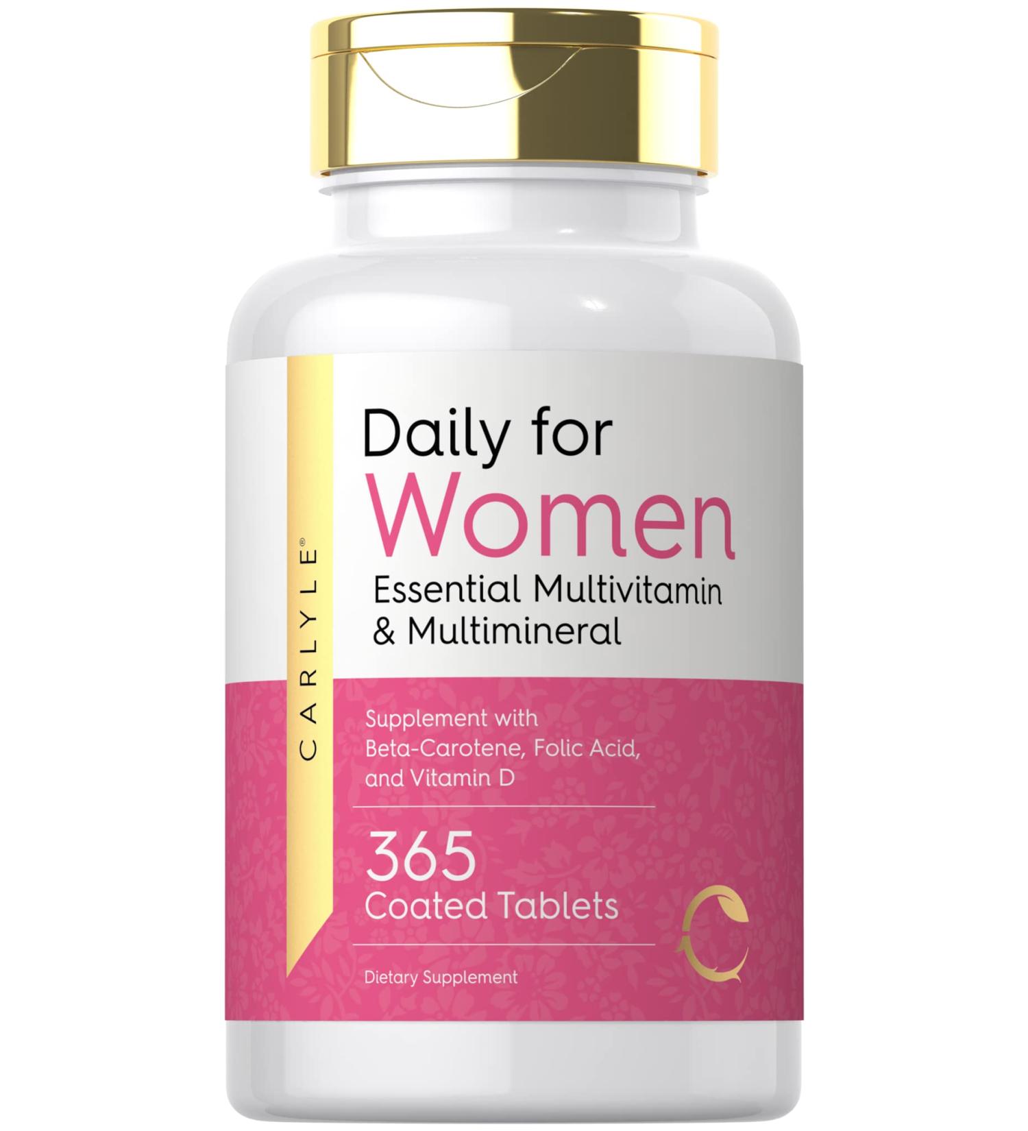 Women's Multivitamin 365 Tablets | Essential Vitamin and Mineral Supplement | Non-GMO Gluten Free by Carlyle - Buy Online on GoSupps.com