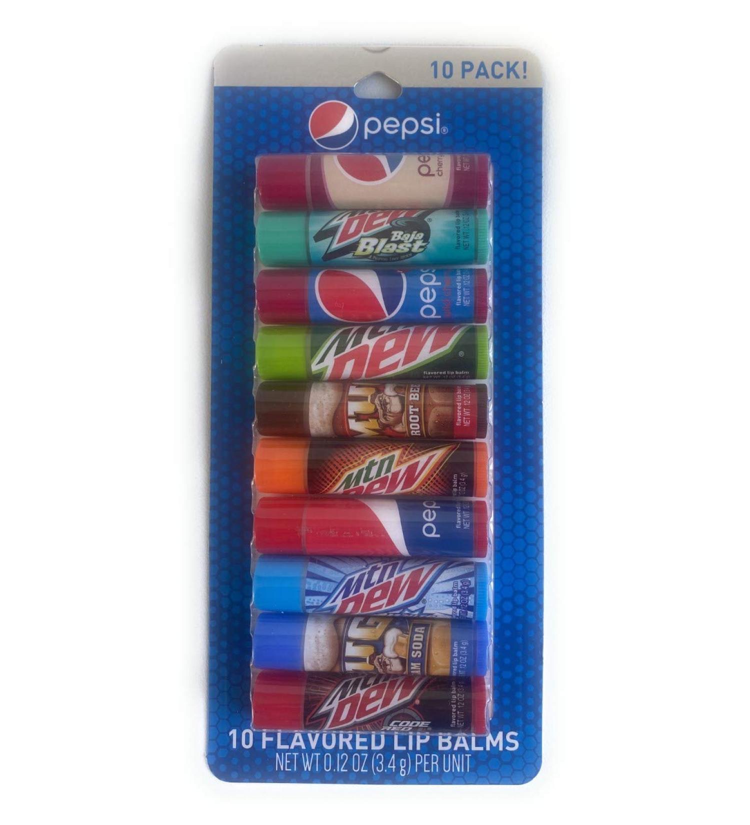 Taste Beauty Pepsi 10 Flavored Lip Balms (Pack of 1)