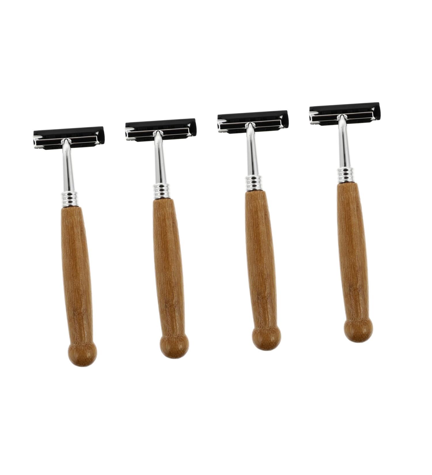 Beavorty Bamboo Handle Razor Set - 4 Double-Edged Manual Razors for Smooth Shaving - Eco-Friendly Male Grooming Tools - Buy Online on GoSupps.com