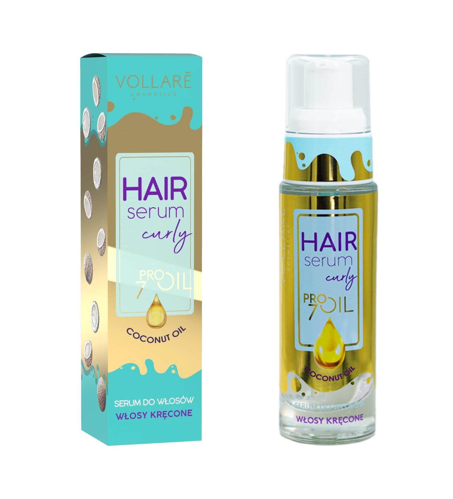 Vollar Cosmetics - Coconut Oil Hair Serum (1 x 30 ml) - Hair Care Serum for Fine and Delicate Curly Hair - Smoothes and Moisturizes - Hair Care Serum for Curly Hair - Buy Online on GoSupps.com
