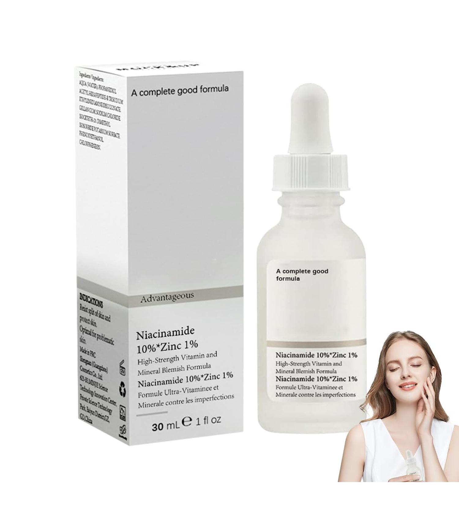 S rum la niacinamide - Essence hydratante pour le visage - 10 % niacinamide + 1 % de zinc - Convient pour tous les types de peau - 30 ml - Buy Online on GoSupps.com