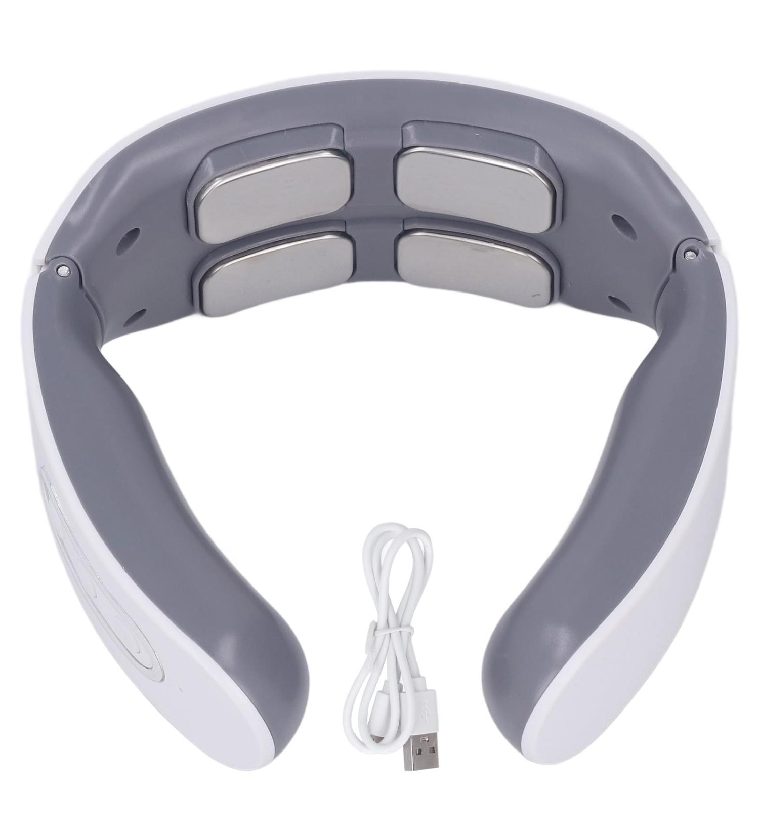 Neck Massage Device | Heated Pulse Massager for Lymphatic Drainage | Adjustable Intelligent Neck Massager for Men & Women - White - Buy Online on GoSupps.com