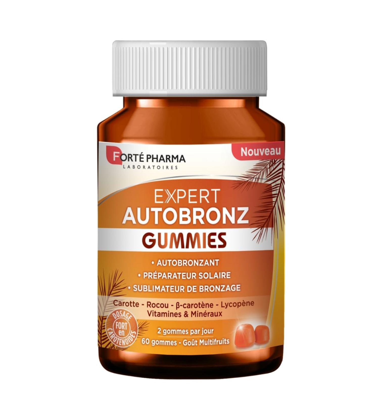 Fort Pharma - Expert AutoBronz Gummies | Tan Food Supplement | Natural Haired Complexion Sun Preparer - Carrot Vitamin C Minerals Selenium | 100% Vegan | 60 Gummies 2/day - Buy Online on GoSupps.com