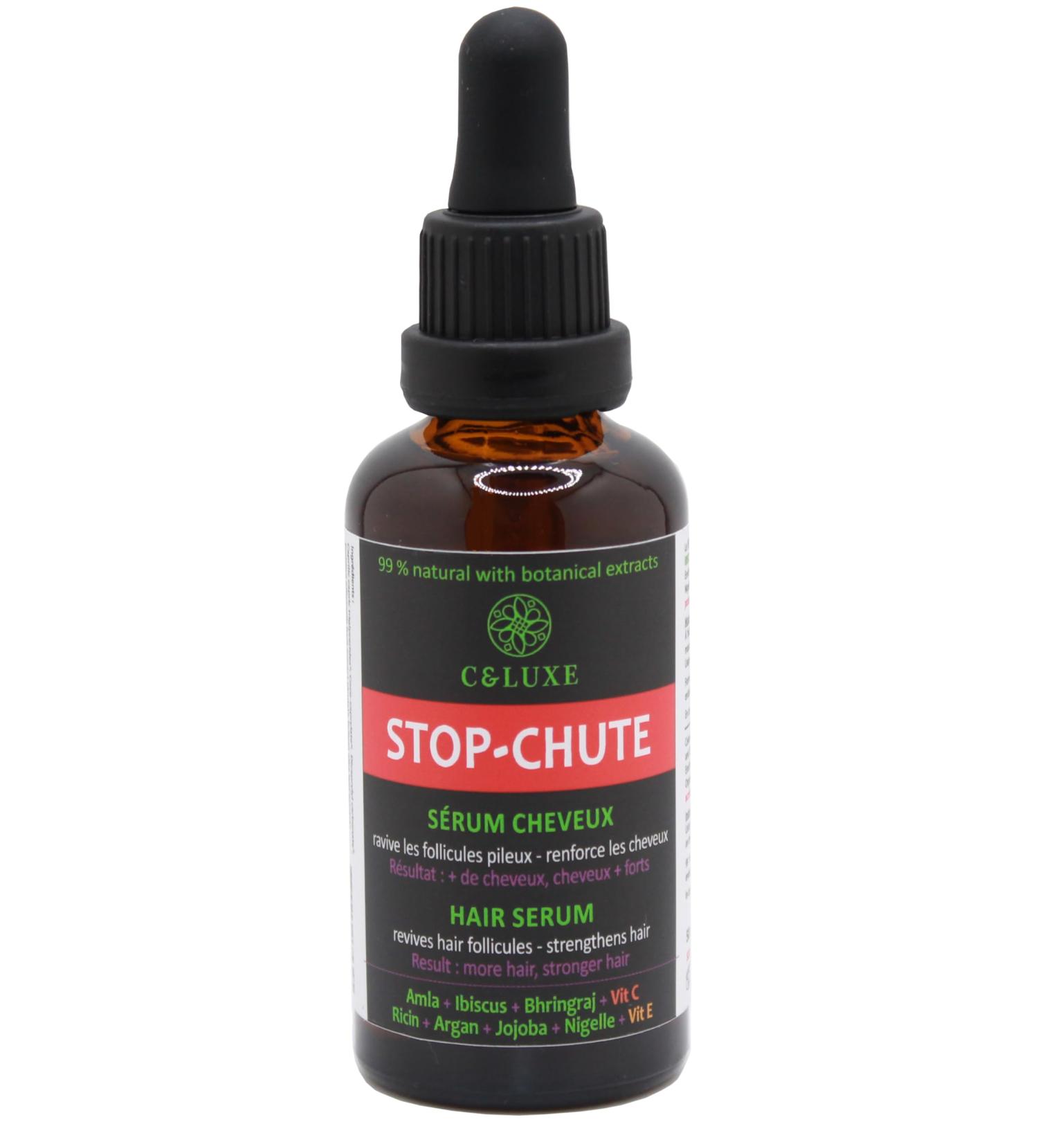 Hair Growth Serum Reactivates Growth anti-hair loss revives nourishes strengthens hair follicles with botanical and Ayurvedic extracts amla Bringraj vitamin C E Castor Argan oils.