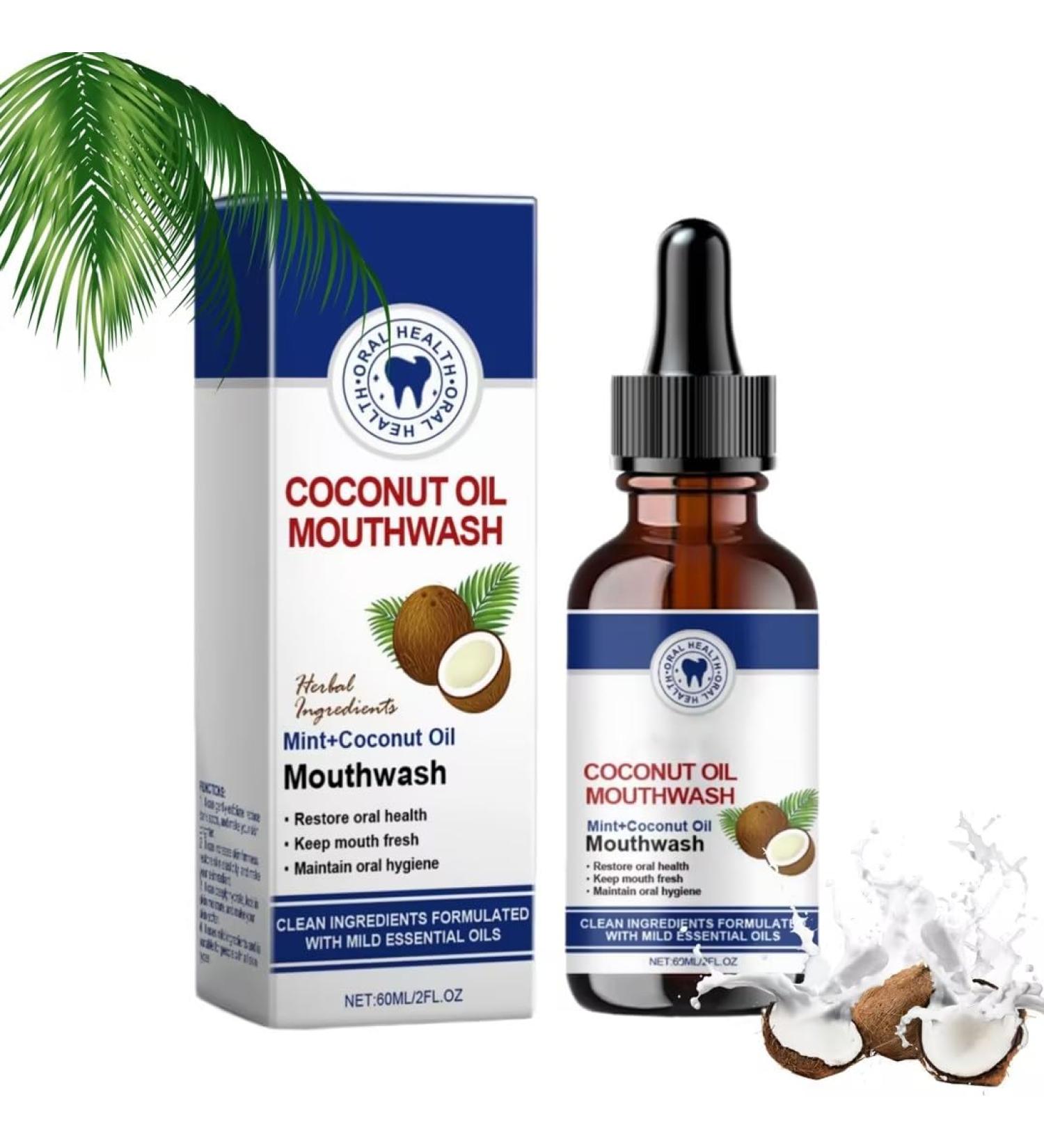 Coconut Oil Mouthwash Whitening Oil Mouthwash with Coconut Oil For Healthy Teeth and Gums Fresh Breath and Brightening Mouthwash (1) - Buy Online on GoSupps.com