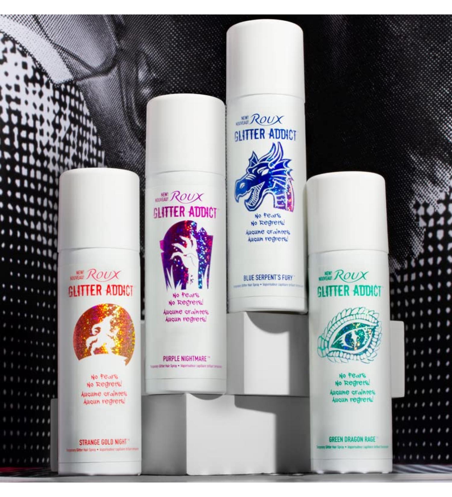 Roux Glitter Addict Temporary Glitter Hair Spray Green Dragon Rage 2 ounces