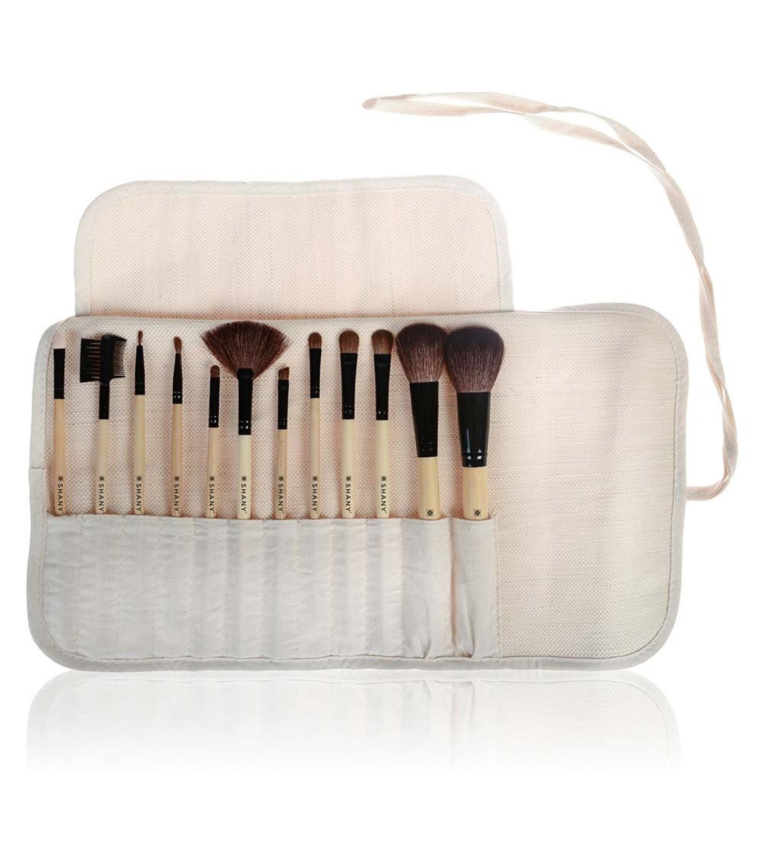 SHANY Professional 12 Piece Vegan Bamboo Makeup Brush Set | Natural Hair Cosmetics with Microfiber Pouch - Perfect for Flawless Makeup Application - Buy Online on GoSupps.com