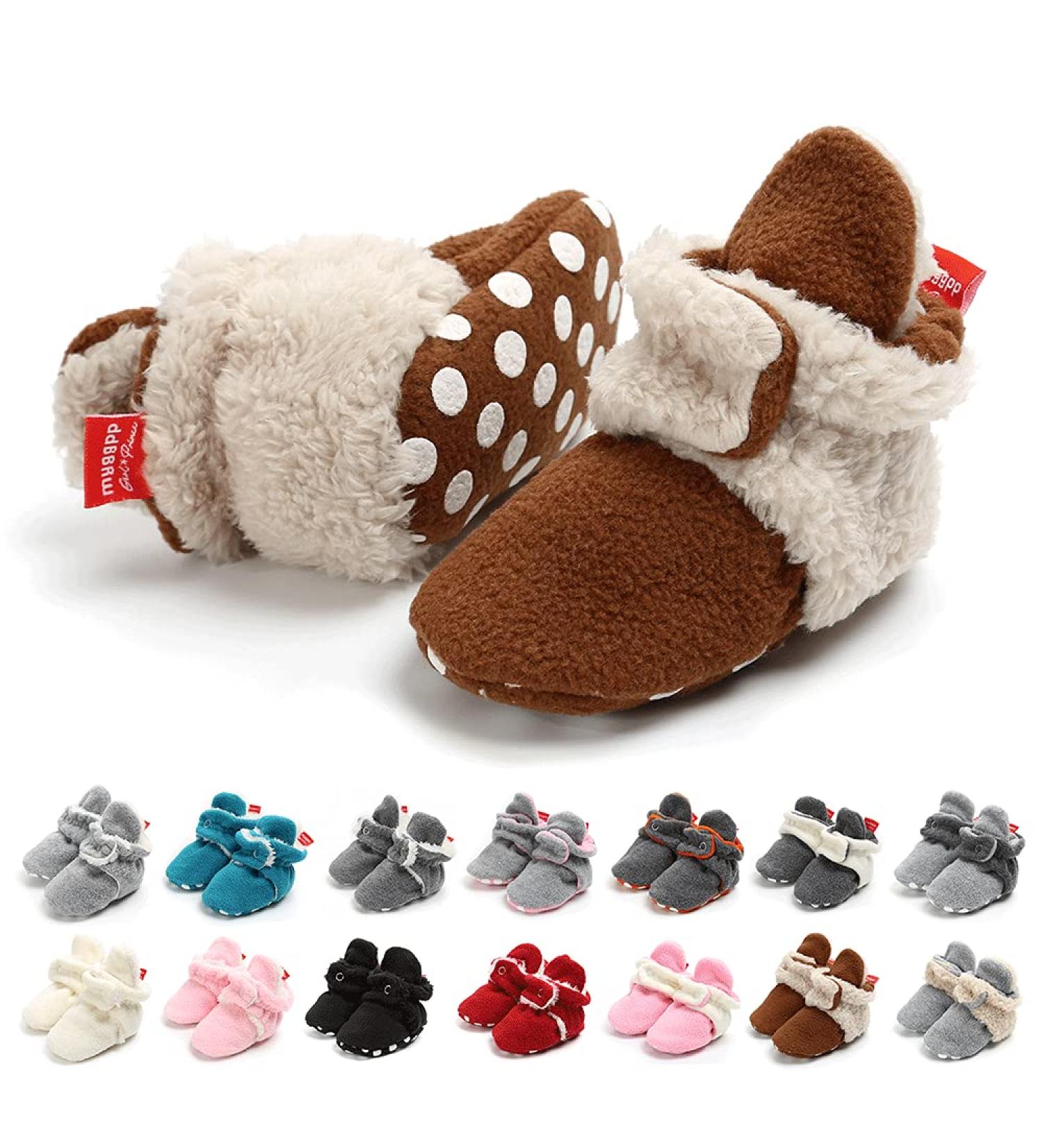 EDOTON Unisex Newborn Winter Boots - Warm Stripe Non-Slip Bootie Sock 12-18 Months (Coffee) - Buy Online on GoSupps.com