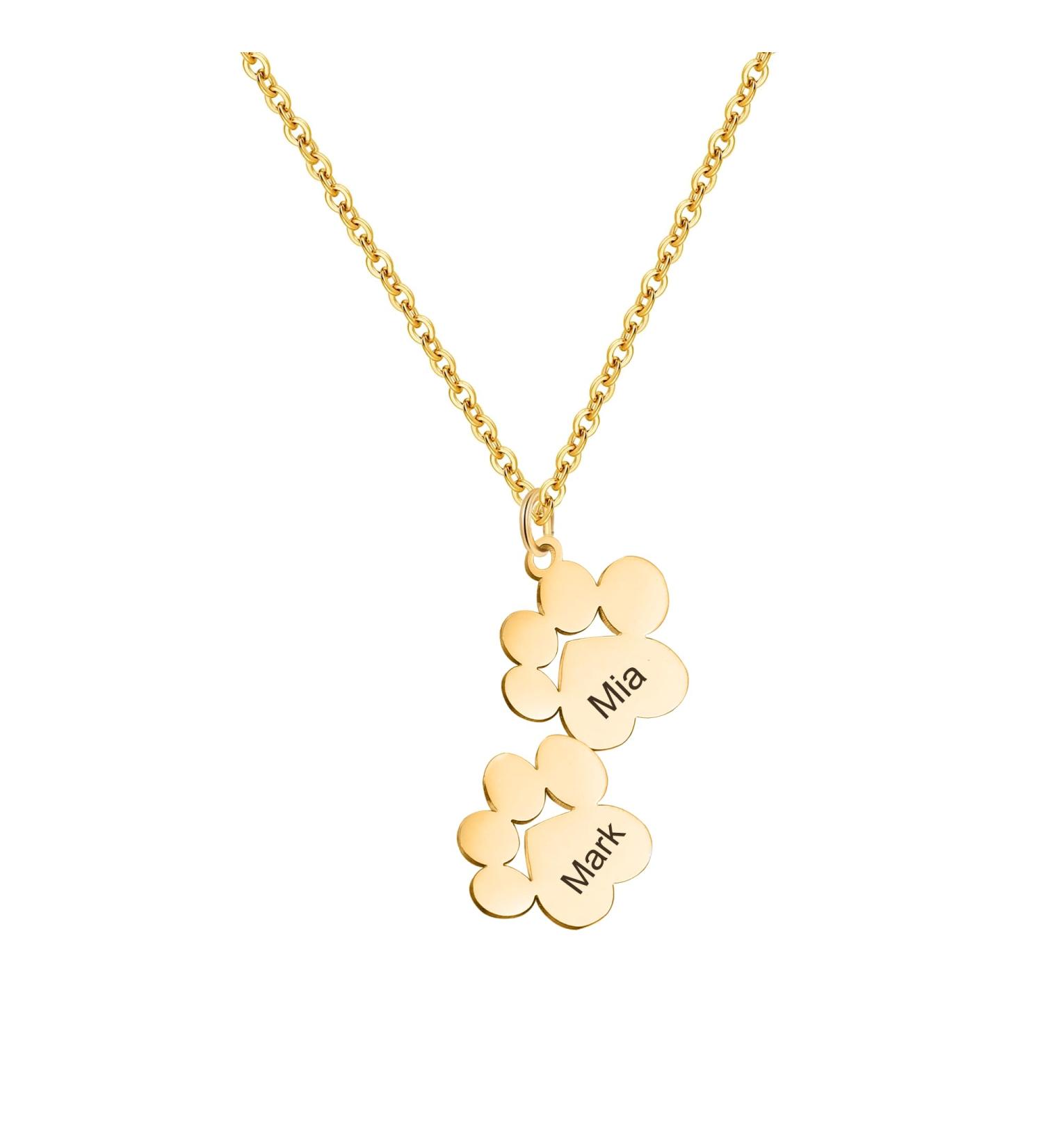 Personalized Paw Print Necklace Engraved Name Necklace Custom Dog Paw Pendant Necklace with 1-4 Names Pet Memorial Jewelry for Pet Lovers Mom Necklace with Kids Names Mothers Day Gift Gold - Buy Online on GoSupps.com