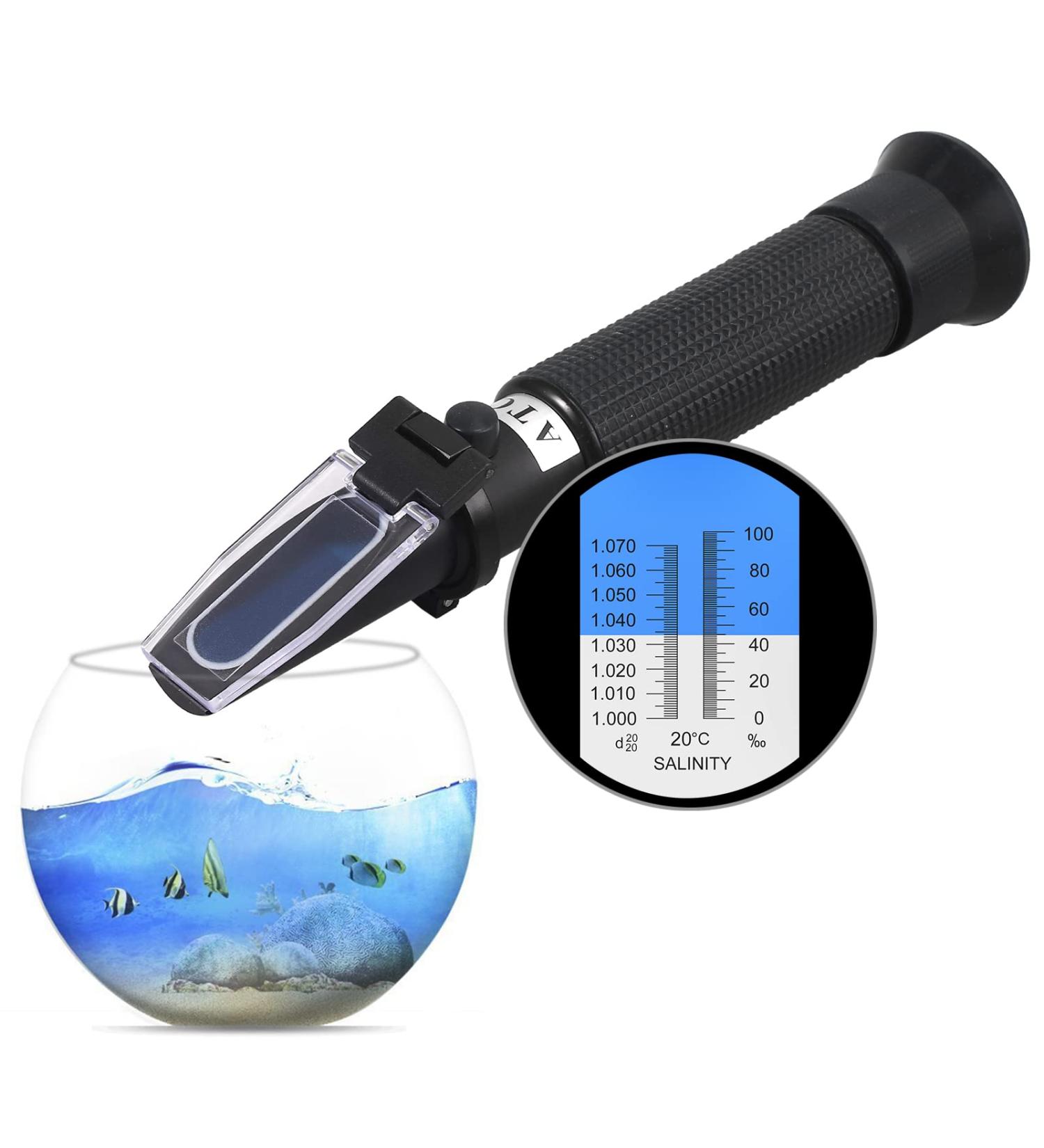 AUTOUTLET Salinity Refractometer - Dual Scale 0-100 & 1.000-1.070 Specific Gravity, ATC, Saltwater Tester for Aquarium, Seawater, Fish Tank - Blue - Buy Online on GoSupps.com