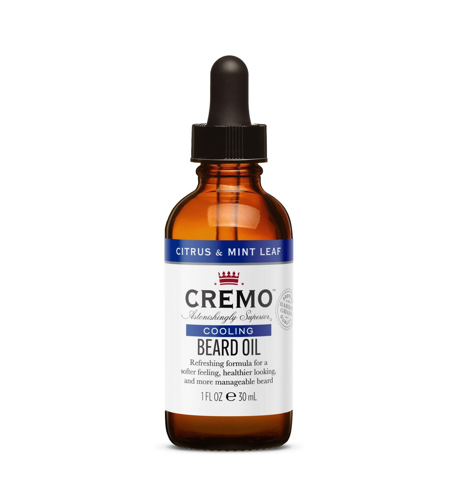 CREMO Cooling Beard Oil for Men - Citrus & Mint Leaf | Natural Oils | 30ml - Buy Online on GoSupps.com
