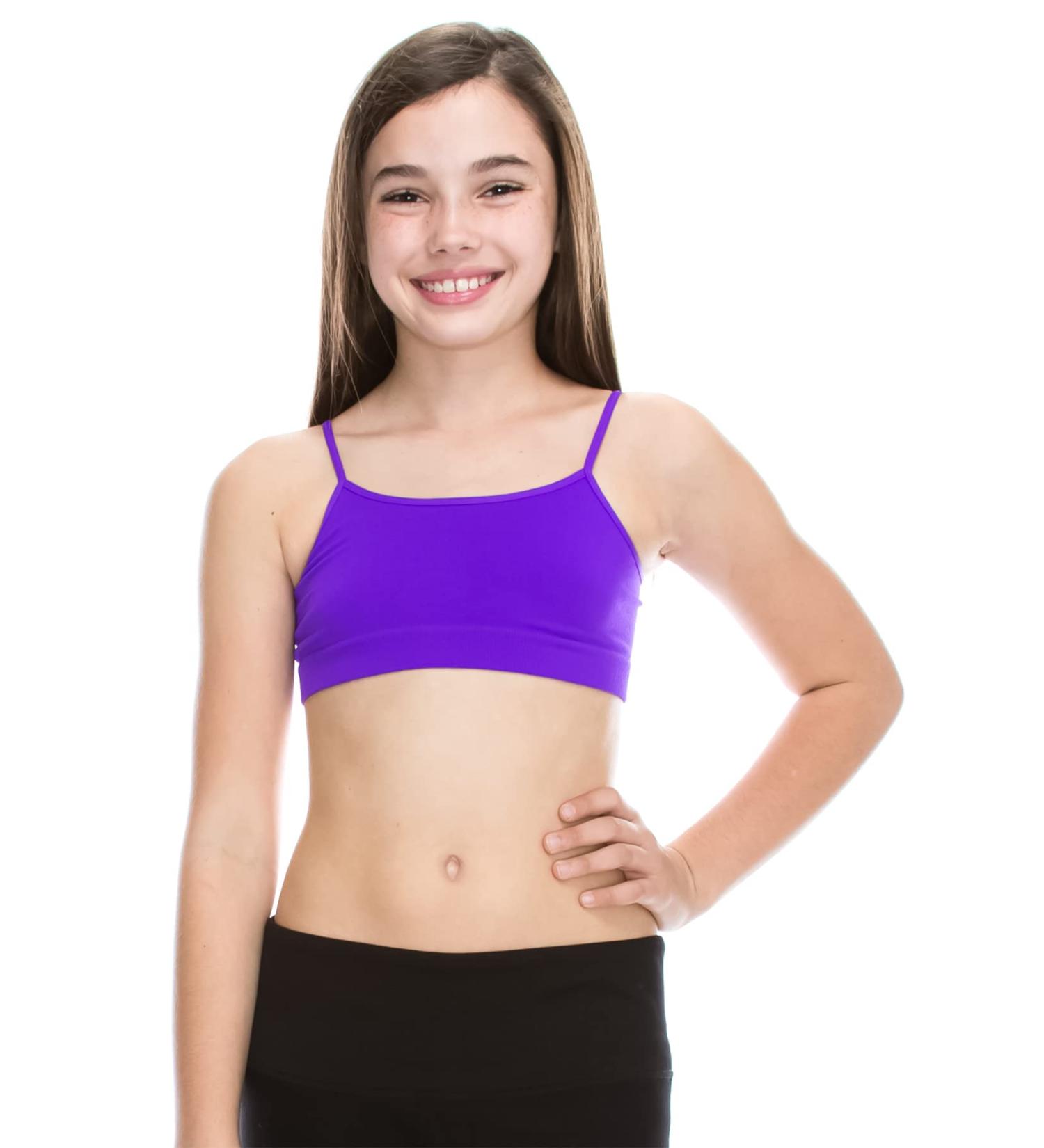Kurve Girls Neon Purple Training Sports Bra | Seamless Bralette Crop Tank Top 4-8 Years - Buy Online on GoSupps.com