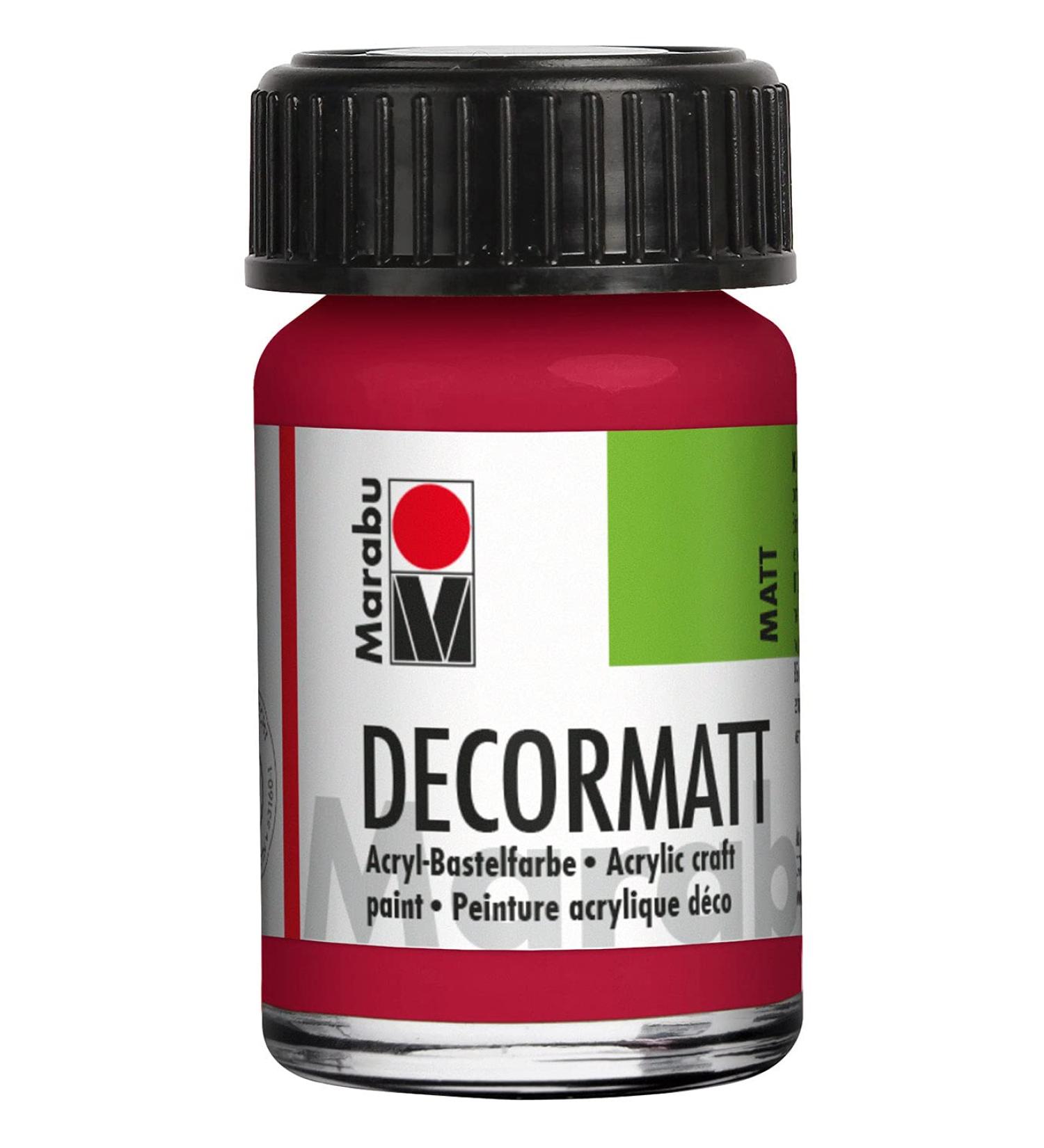 Marabu Decormatt Acrylic Paint - Carmine Red 032 (15ml) | Water-Based Creamy & Color-Intensive - Perfect for Free Painting & Templates - Buy Online on GoSupps.com