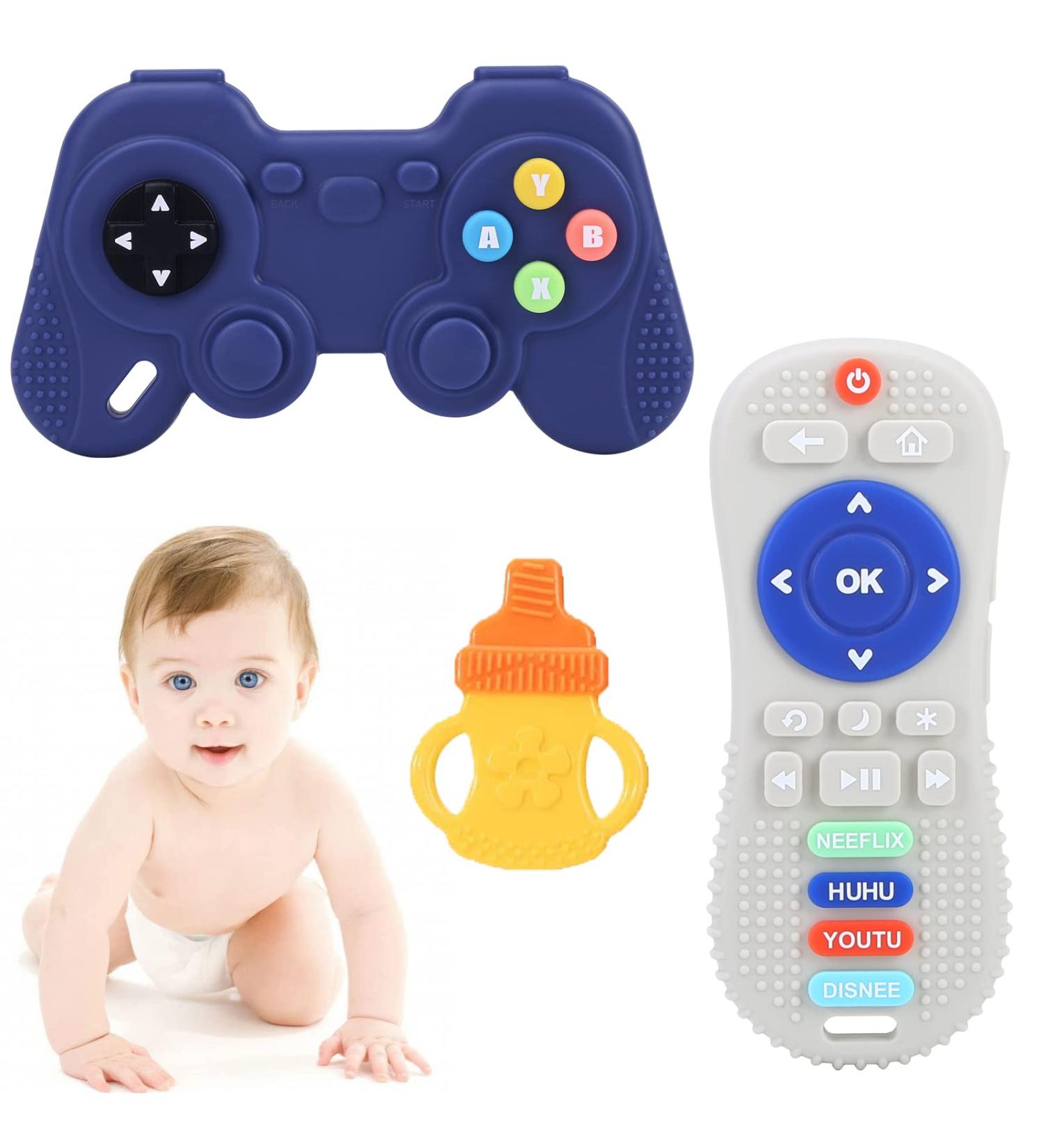 2-Pack Silicone Baby Teething Toys | Pressable Remote Control Shape | Boys Girls Chew Toys | Relief for 3+ Months - Buy Online on GoSupps.com
