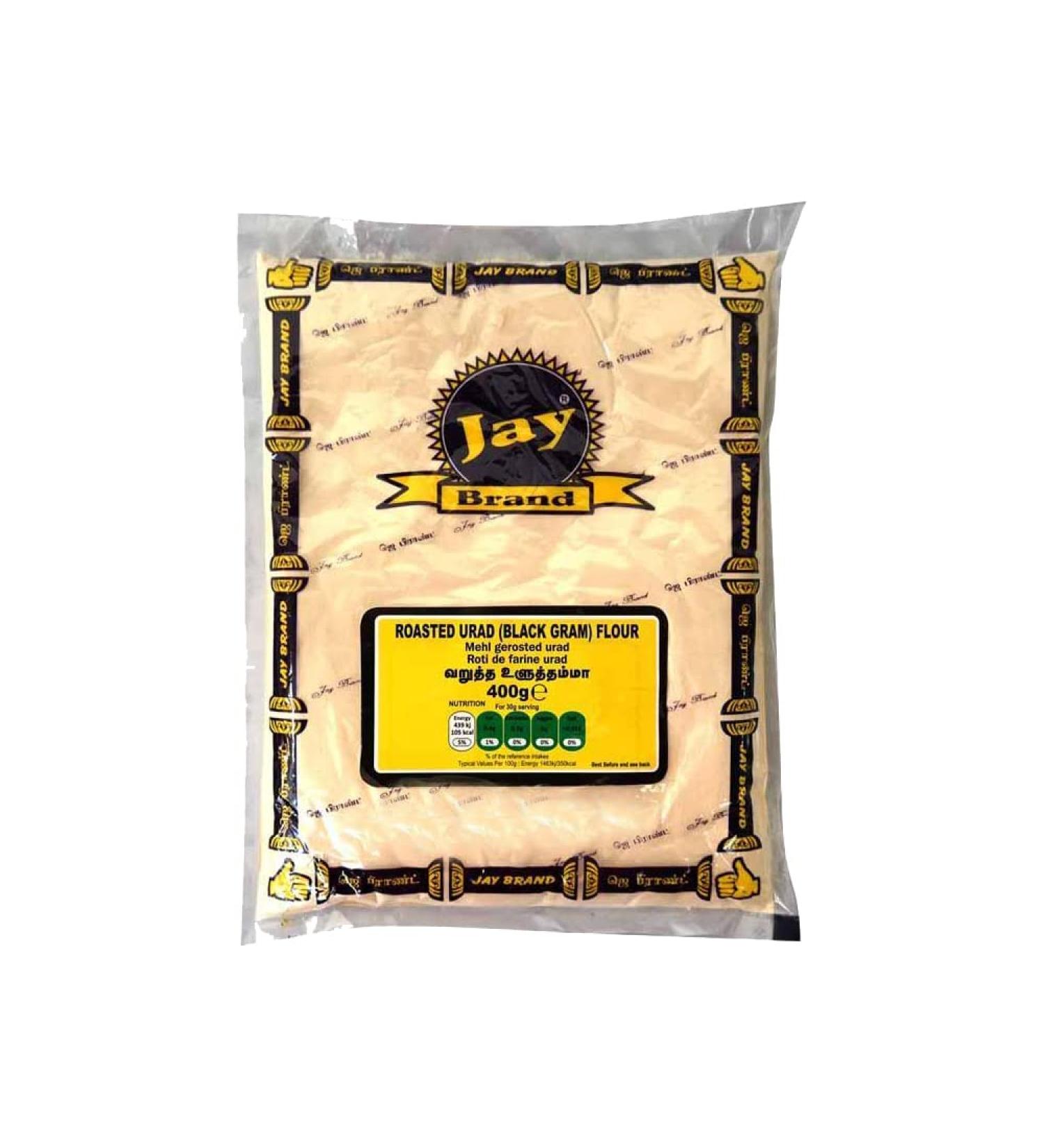 Jay Brand Roasted Urad Flour | 400G | Papad Four | White Lentil Flour | Vegan | Nutritious | Indian Origin - Buy Online on GoSupps.com