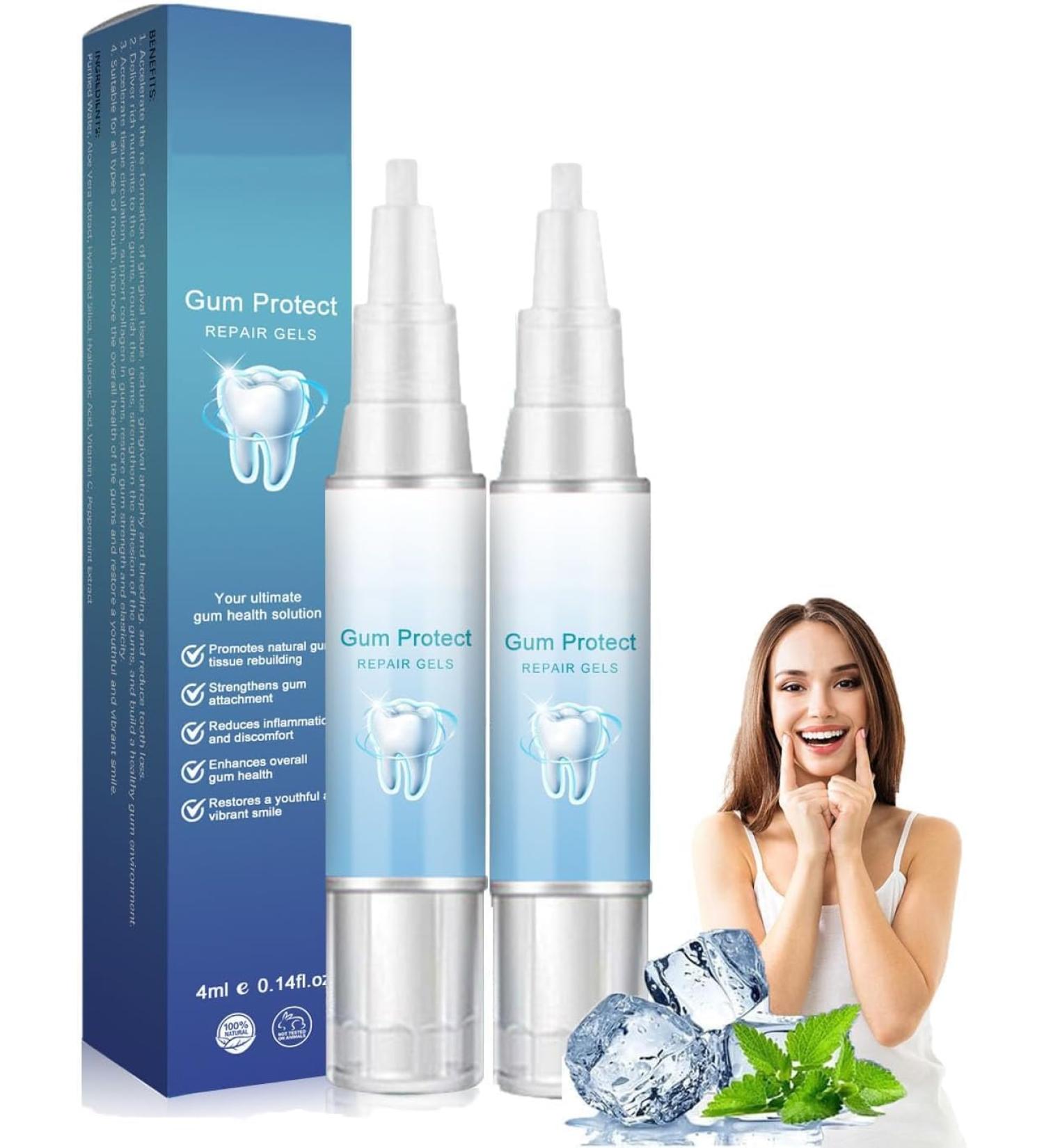 Neslemy Gum Shield Therapy Gel Gum Repair Treatment Gel Dentizen Gum Therapy Gel Teeth Whitening Essence Pen Deeply Cleaning Gums Enhances Overall Gum Health (2 PCS) - Buy Online on GoSupps.com