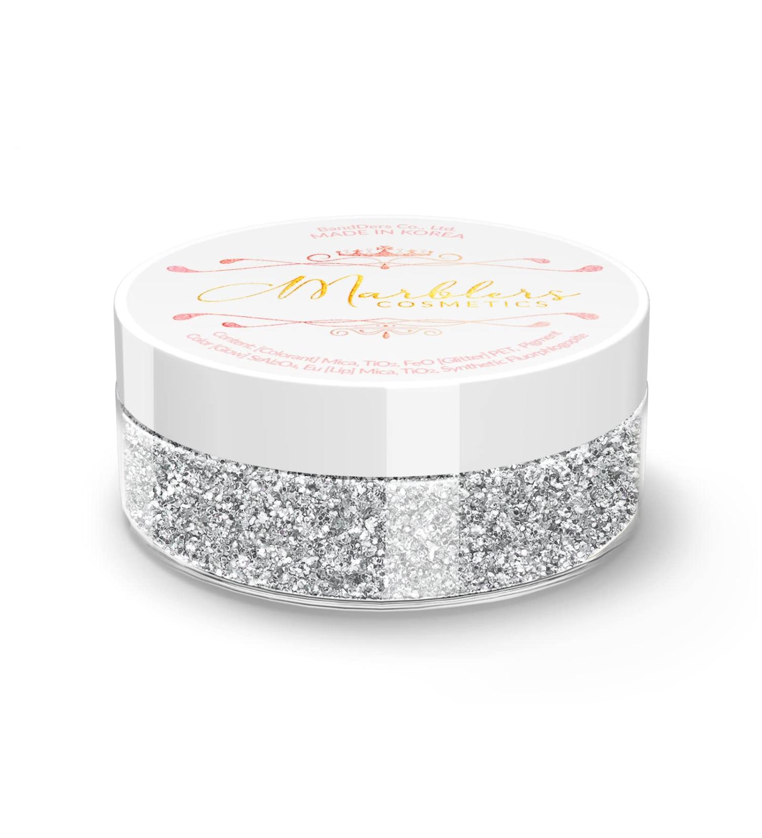 MARBLERS Fine Twinkle Glitter Silver 0.18oz - Vegan & Cruelty-Free Glitter for Eyeshadow, Nail Art, Festival Makeup - 5g Silver - Buy Online on GoSupps.com