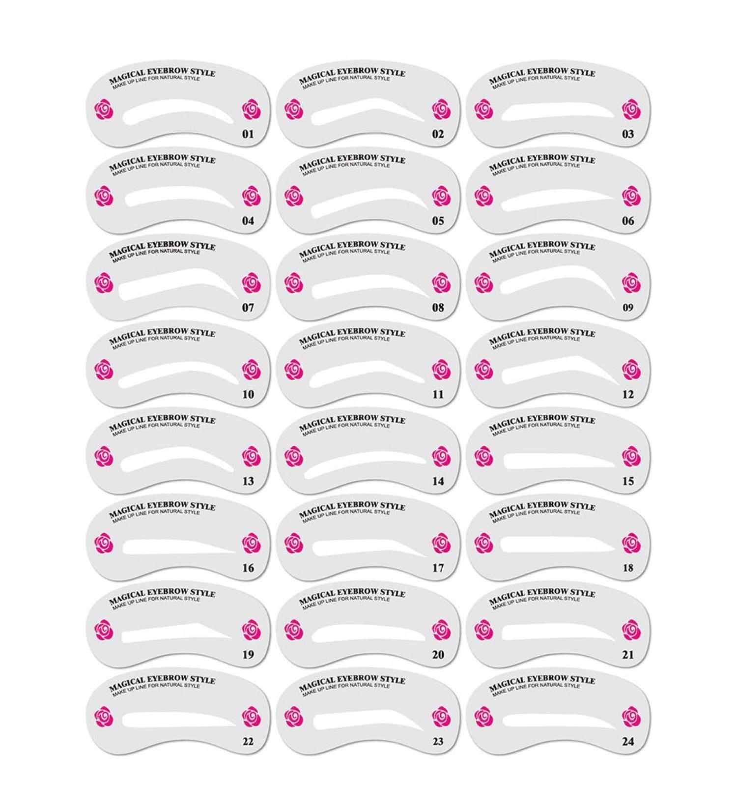 Sioppkik Eyebrow Stencil Set - 24 Reusable DIY Makeup Tools for Perfect Eyebrows | International Shipping Available - Buy Online on GoSupps.com