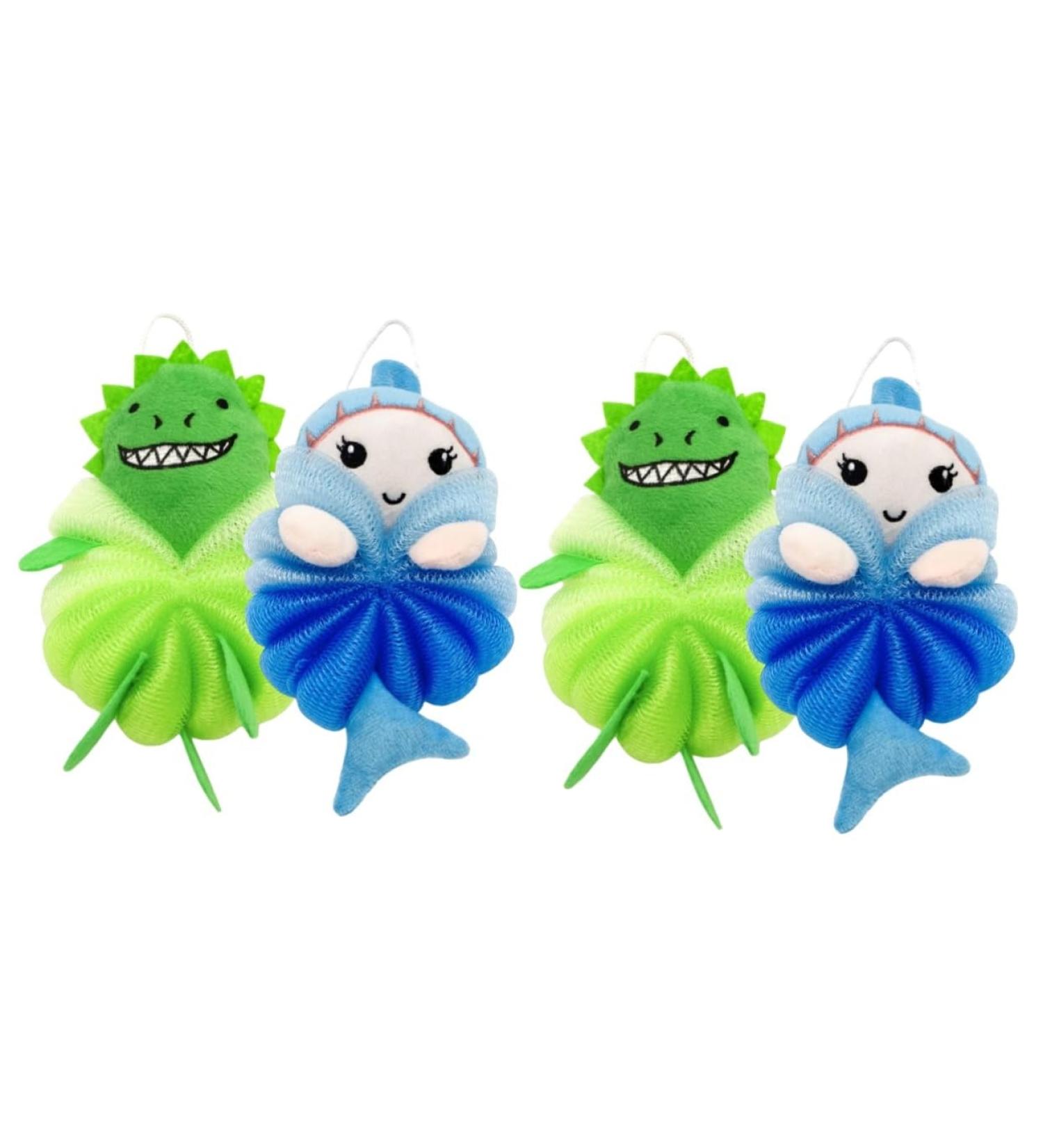 Housoutil 4 Pcs Children's Bath Ball - Soft Animal Mesh Sponge Pouf for Newborns | Portable Bath Supplies - Buy Online on GoSupps.com