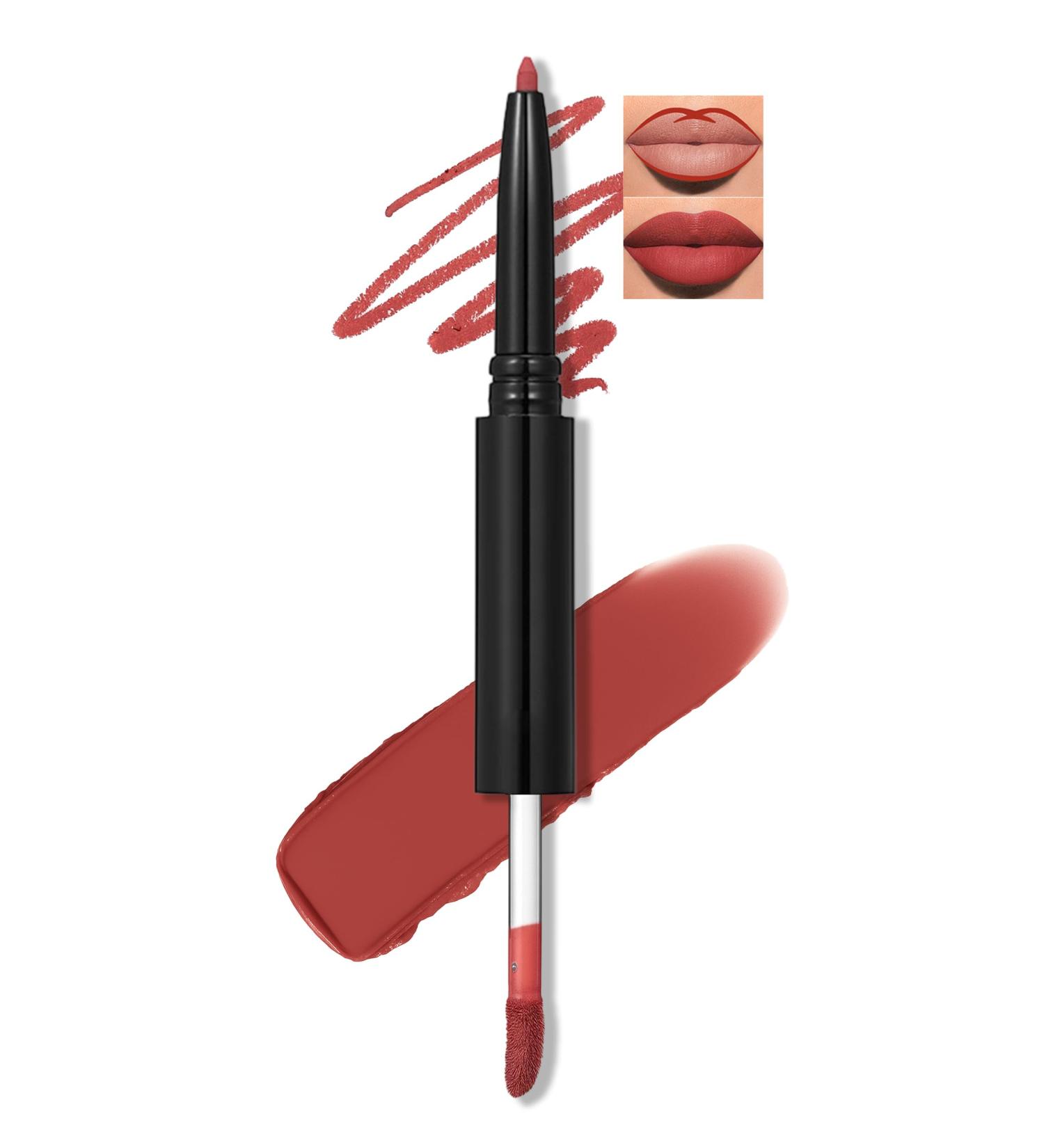 bark Erinde 2in1 Lip Gloss & Lip Liner Double Cup Liquid Texture Lipstick Matte Color Lip Glaze Long Lasting NonStick Lip Liner Waterproof Lip Liner 103 - Buy Online on GoSupps.com