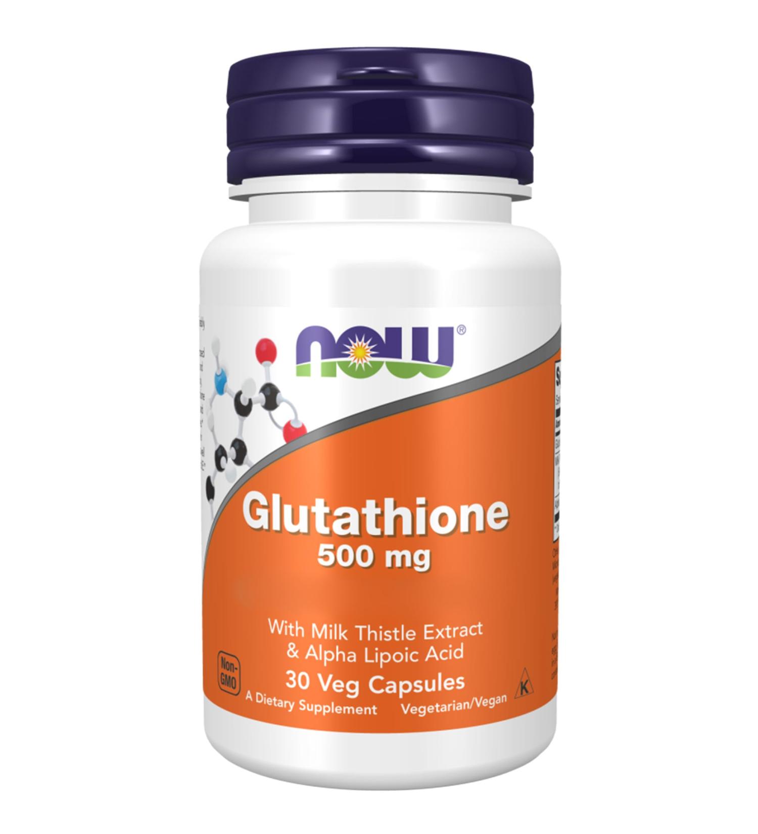 Now Foods L-Glutathione 500mg with Milk Thistle and Alpha-Lipoic Acid 30 Vegan Capsules Amino Acid Lab Tested Gluten Free Soy-Free Non-GMO - Buy Online on GoSupps.com