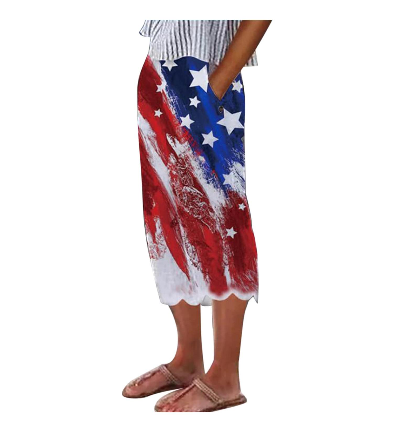 Cotton Linen Cropped Capris Pants for Women | Summer Loose Fit Trousers | Floral Beach Pants with Pockets - Red-04 XXL - Buy Online on GoSupps.com