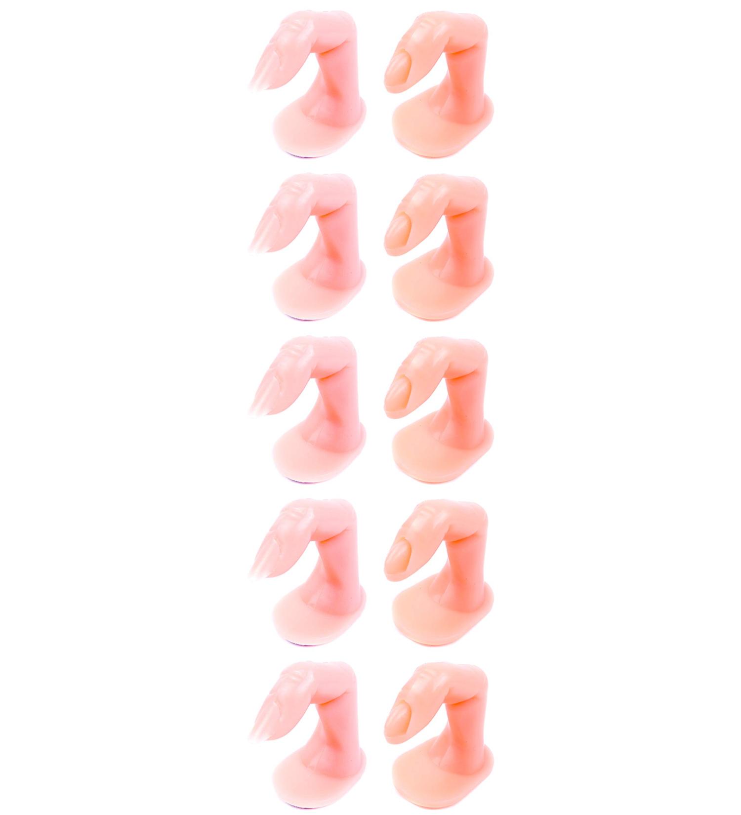 YOFAN Pack of 10 Practice Fingers for Acrylic, Gel, and Nail Art - 5 with Nails, 5 without - Decoration Training Tool - Buy Online on GoSupps.com