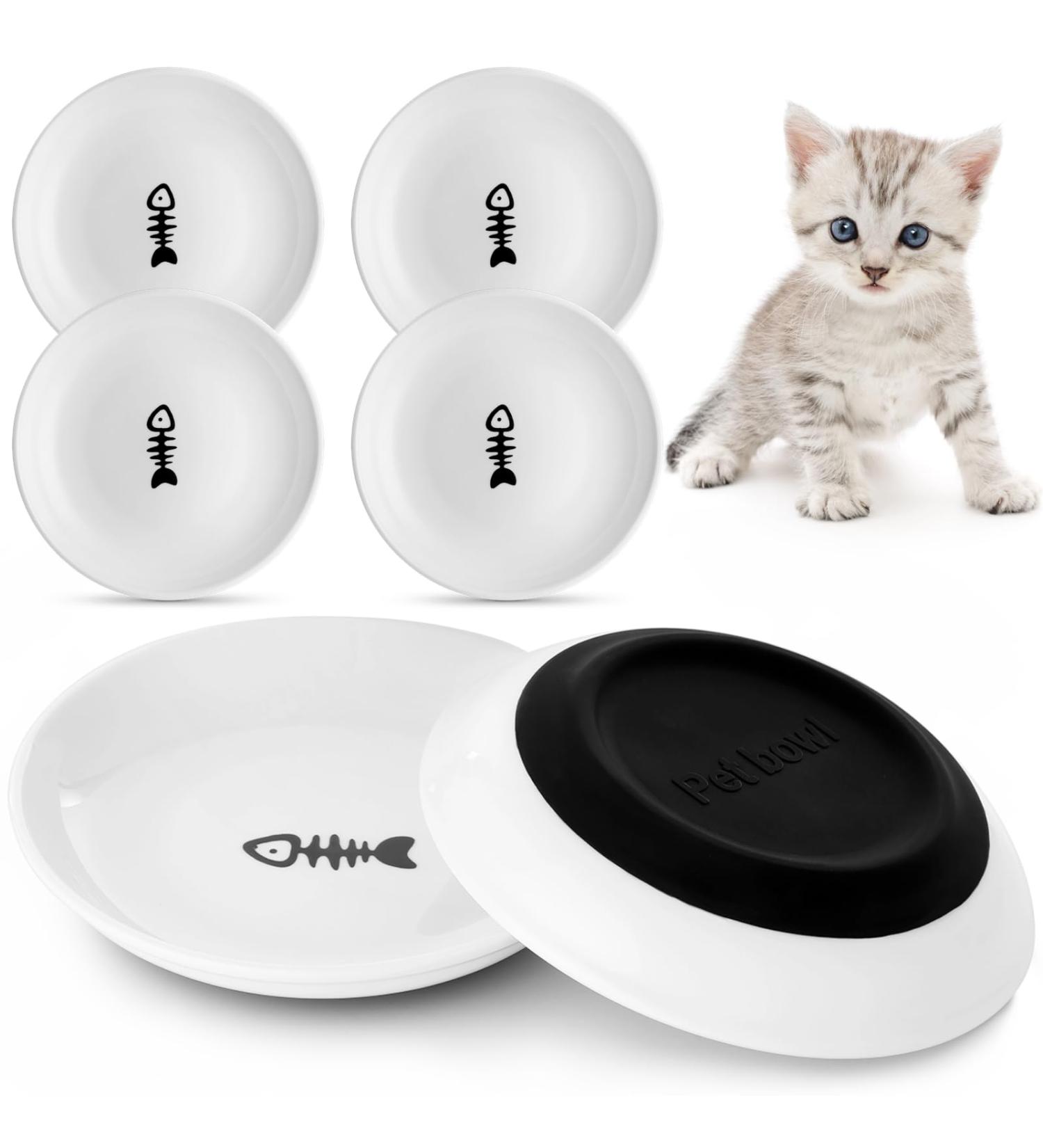 Dorakitten 6Pcs Ceramic Cat Bowls - Non-Slip Wide Shallow Dishes for No Whisker Fatigue - Pet Food/Water Plates 15cm Diameter - Buy Online on GoSupps.com