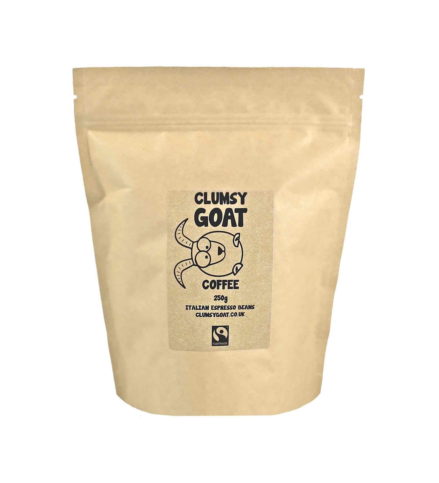 Clumsy Goat Fairtrade Italian Espresso Whole Coffee Beans - 100% Arabica - Medium Dark Roast - Buy Online on GoSupps.com