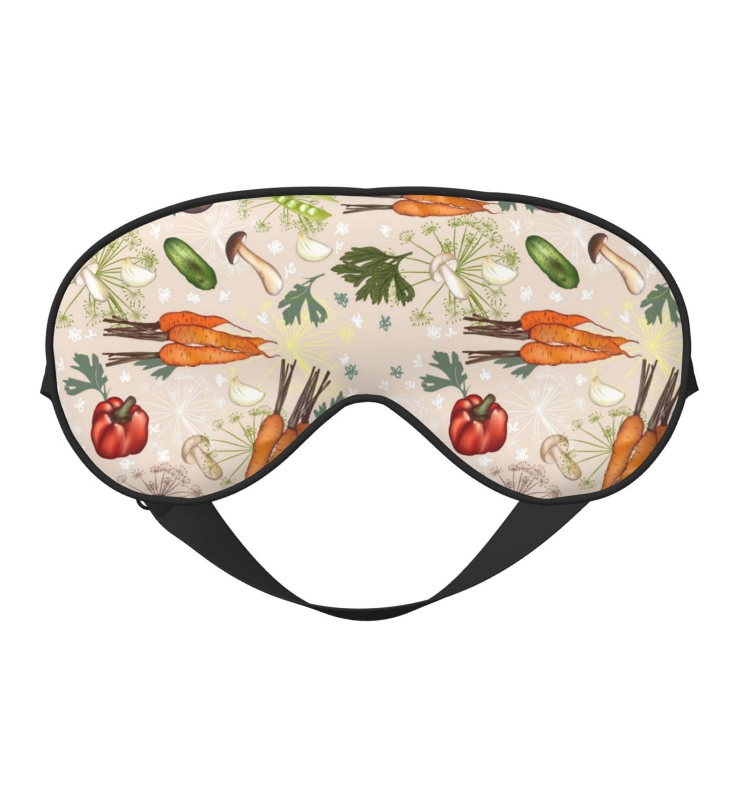 Cute Vegetables Print Sleep Eye Mask - Soft Eye Cover for Travel & Night Sleeping with Elastic Strap - Buy Online on GoSupps.com
