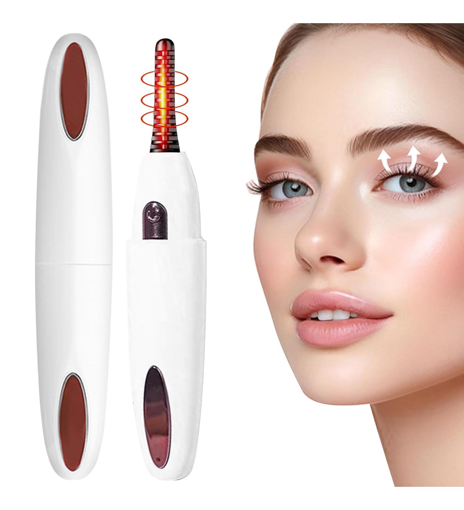 Heated Eyelash Curler USB Rechargeable Heated Lash Curler 2 Gear Temperature Control Mini Lash Curler Electric Eyelash Curlers Comb for Quick Natural and 24 Hrs Long Lasting Curling Eyelash (White) - Buy Online on GoSupps.com