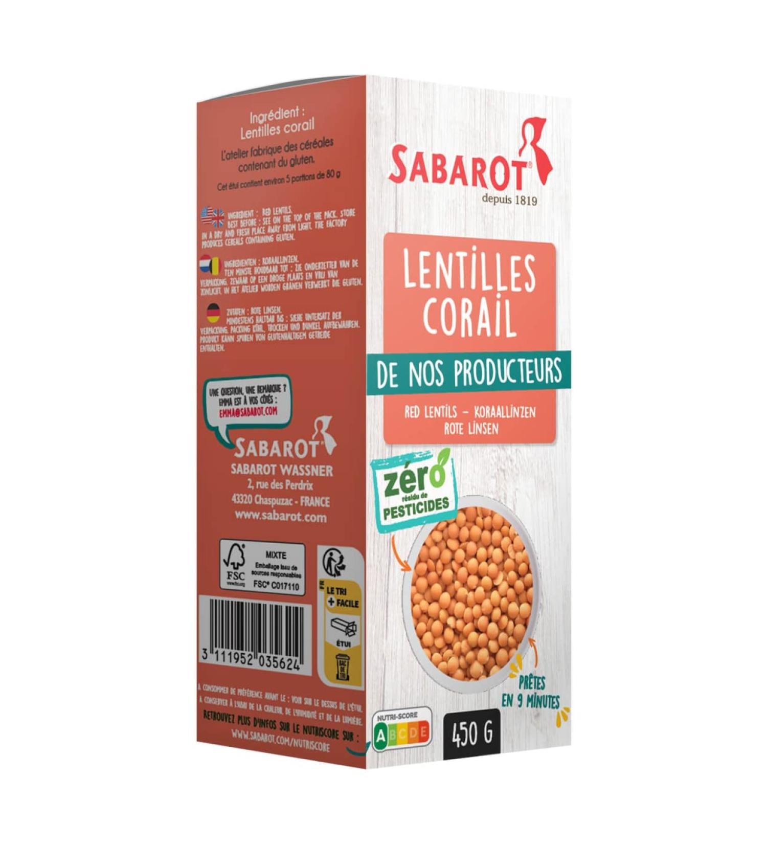  Sabarot Sabarot - Coral lenses zero pesticide residue - Case 450g - Buy Online on GoSupps.com