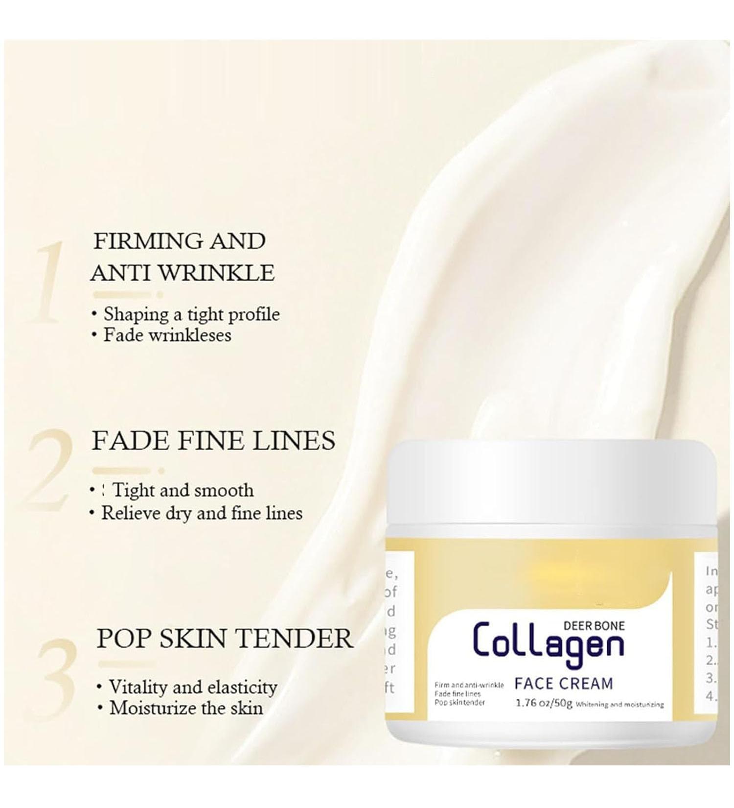 Deer Bone Collagen Cream Wrinkle Removal Face Cream Deer Bone Collagen Face Cream Collages Moisturizing Firming Face Cream Nourish Skin Lifting and Tightening (1 PCs) - Buy Online on GoSupps.com
