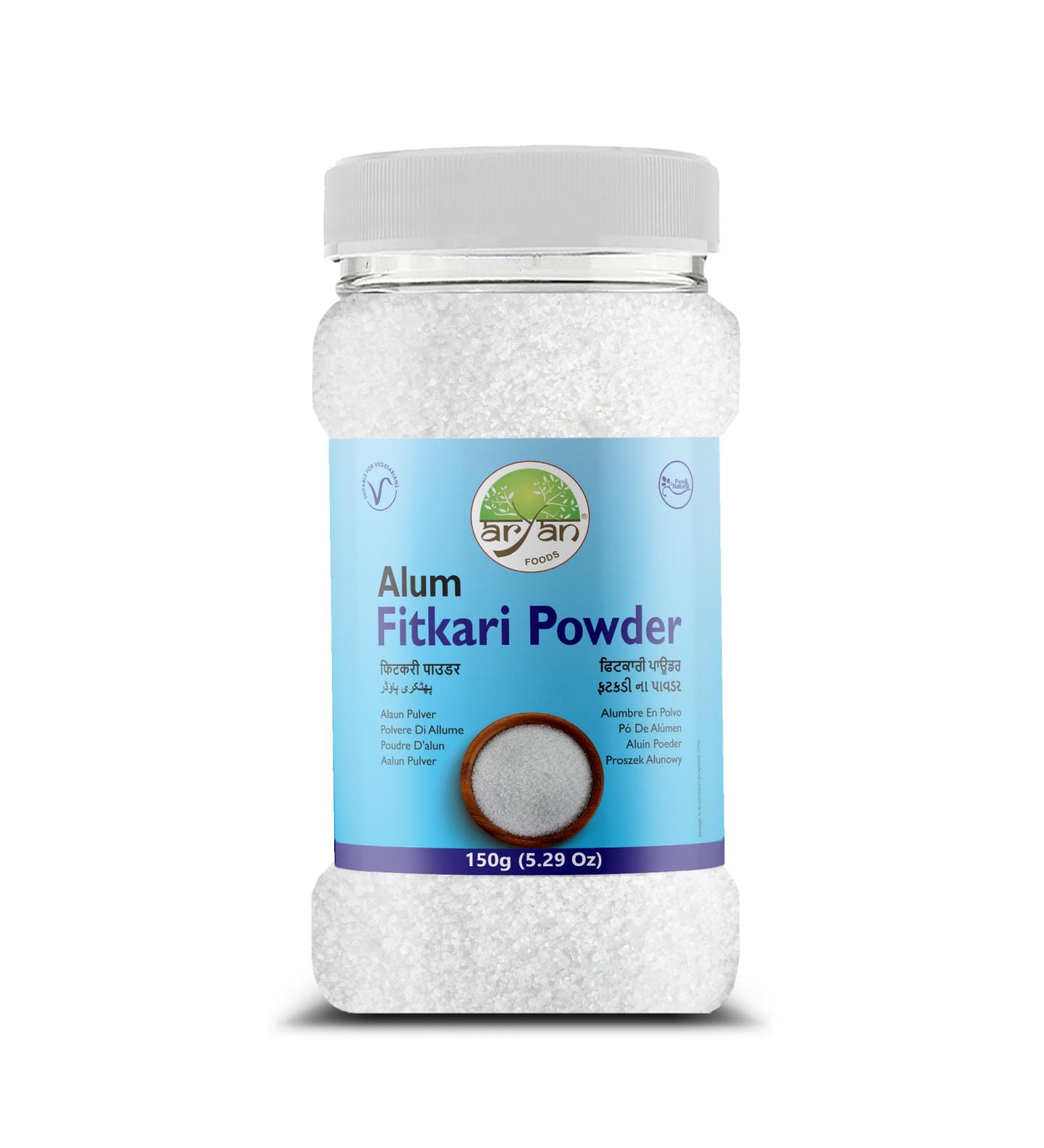 Aryan Alum Powder or Fitkari Powder Natural Potassium Sulphate No Added Chemicals & Colors- 150gm Alum Powder 150gm - Buy Online on GoSupps.com