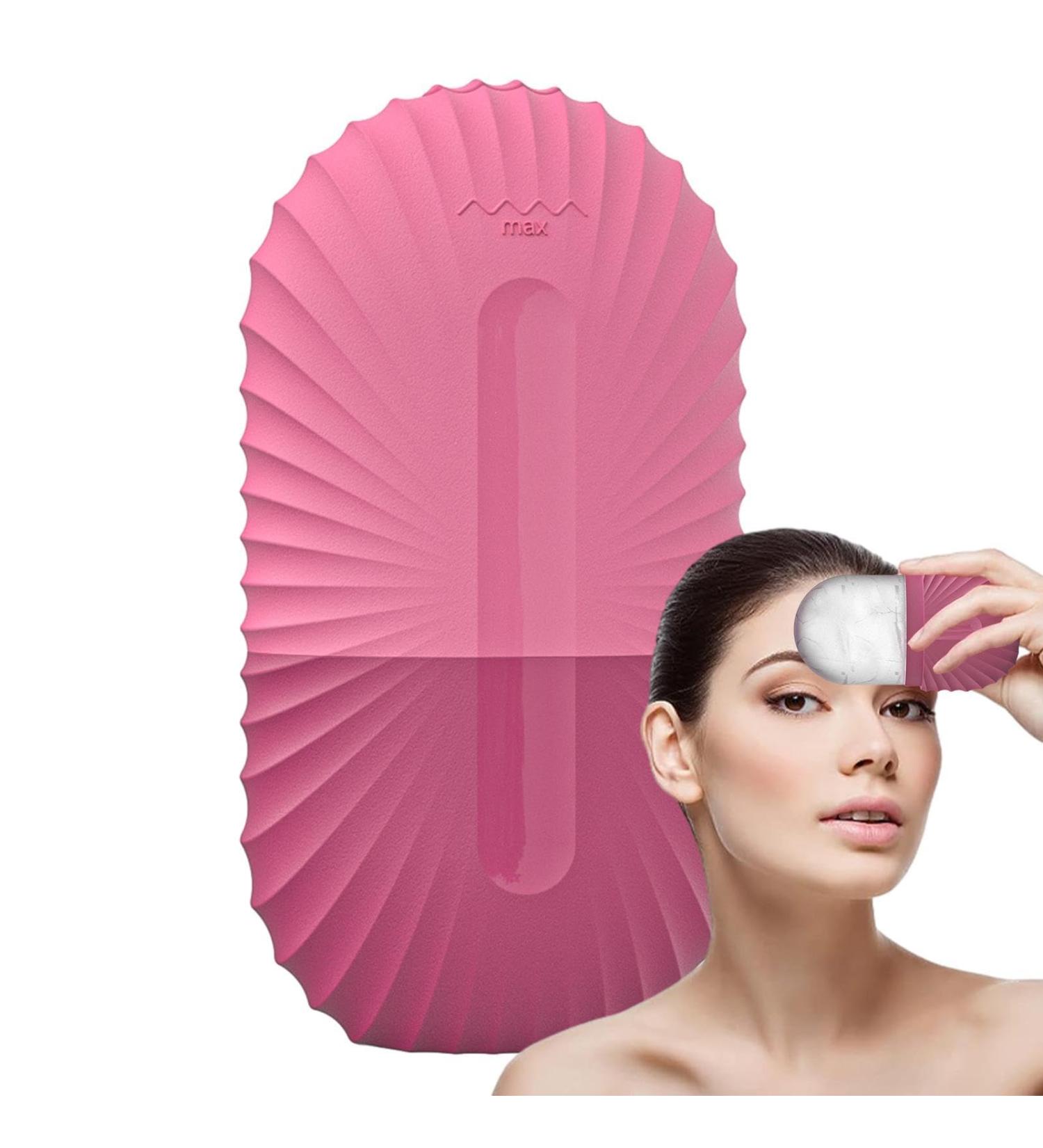 Ice Facial Mold - Skin Cooling Device Puffiness Reduction Tool | Washable Brightening Skincare Aid Ergonomic Face Rejuvenation Roller Skin Refreshing Gadget for Puffiness Removal 6.2x4.4x11.4cm Shell pattern - rose - Buy Online on GoSupps.com