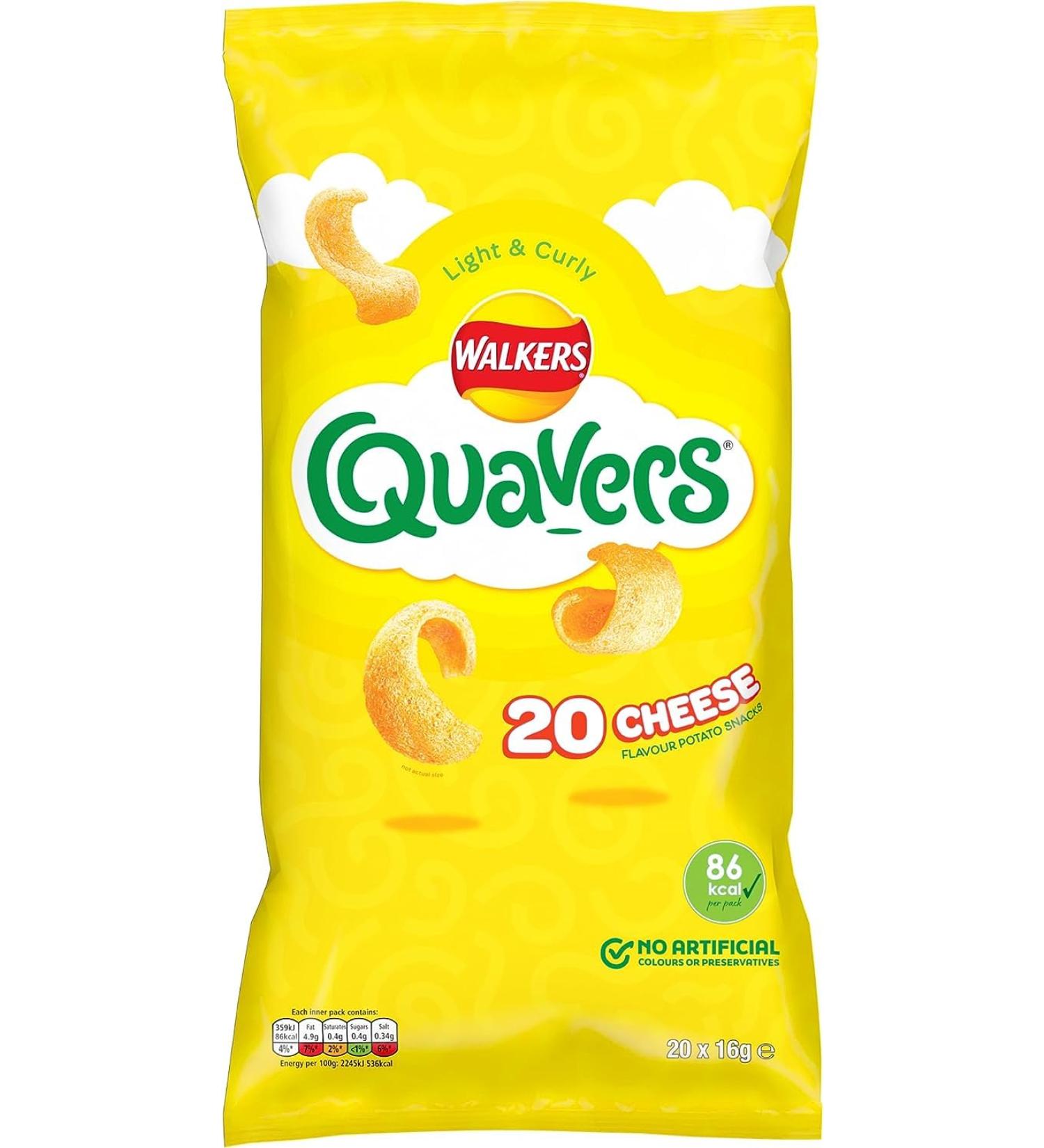 Walkers Quavers Cheese Multipack Snacks Crisps 20x16g - Buy Online on GoSupps.com