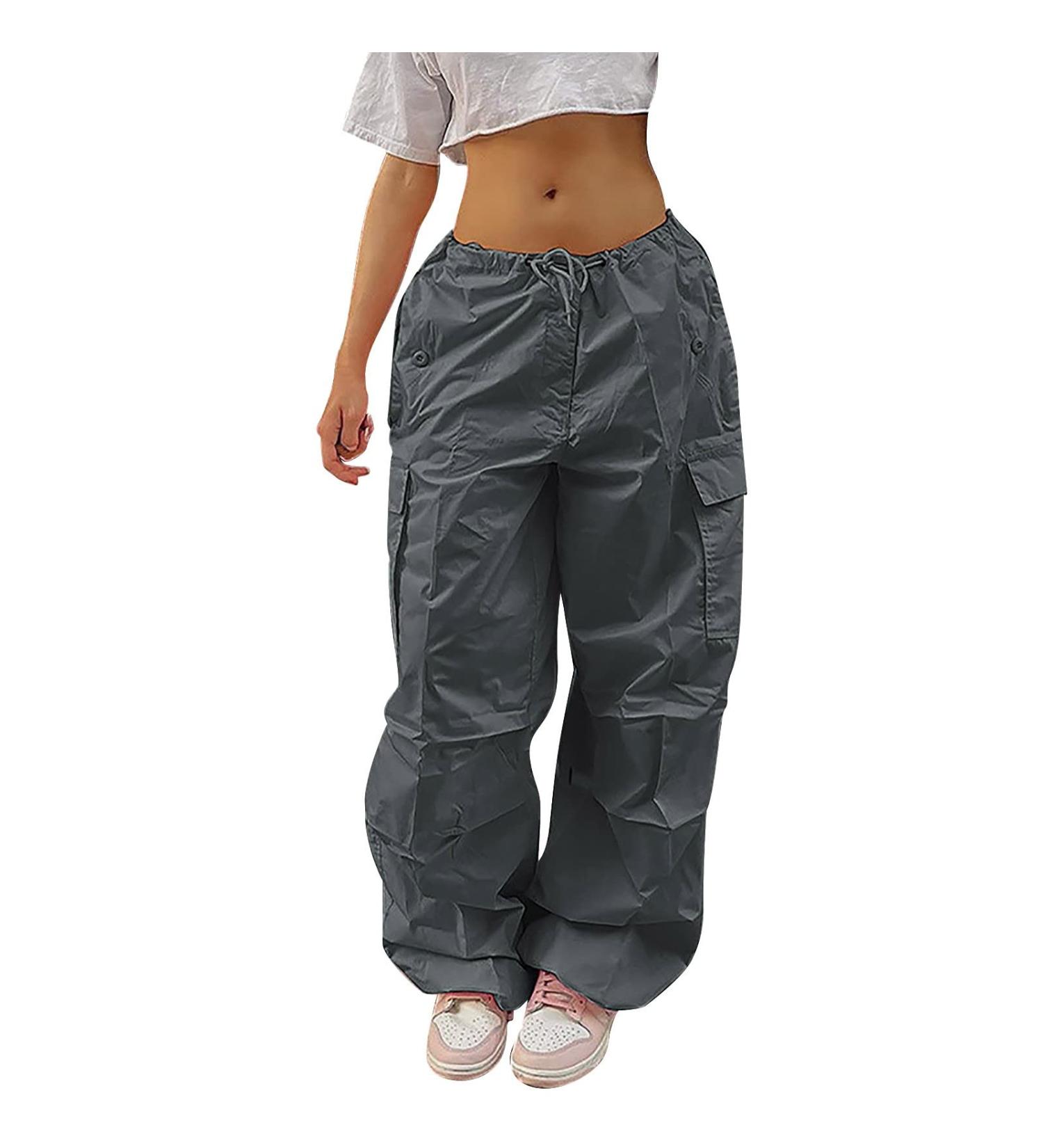 Shop Y2K Women s Parachute Pants | Vintage Baggy Cargo Pants Streetwear - Lang Loyal 07 Gray S - Buy Online on GoSupps.com