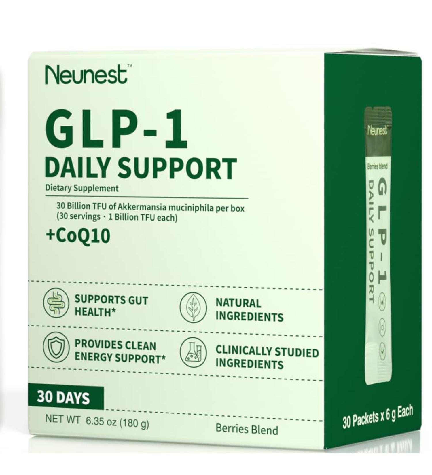 NEUNEST Akkermansia Prebiotic GLP-1 Friendly Nutrition Blend with Beet Root CoQ10 Acai & Elderberry | Daily Gut & Metabolic Wellness | Berry Flavor Stick Packs 30 Days