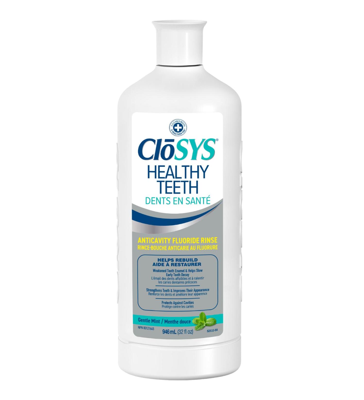 CloSYS Silver Healthy Teeth Mouthwash - Oral Rinse Dental Hygiene Fresh Breath Alcohol-Free pH Balanced Gentle Mint Flavor - 32oz 946 ml (Pack of 1) Healthy Teeth - Buy Online on GoSupps.com
