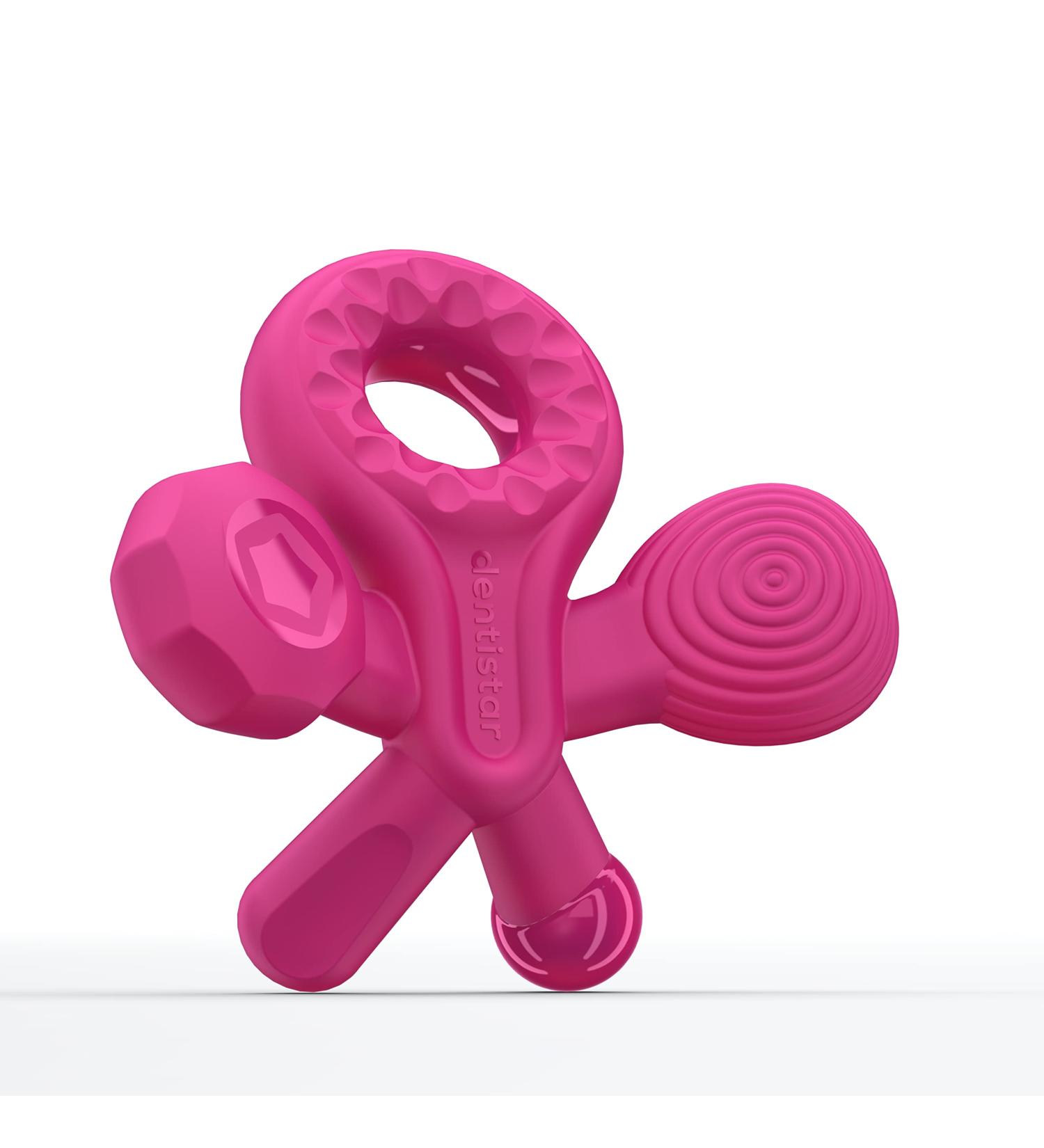 Smilo Champ Baby Teether - Soft Silicone Teething Toy for Babies 3+ Months - 5 Textured Structures for Gum Massage - Plum - Buy Online on GoSupps.com